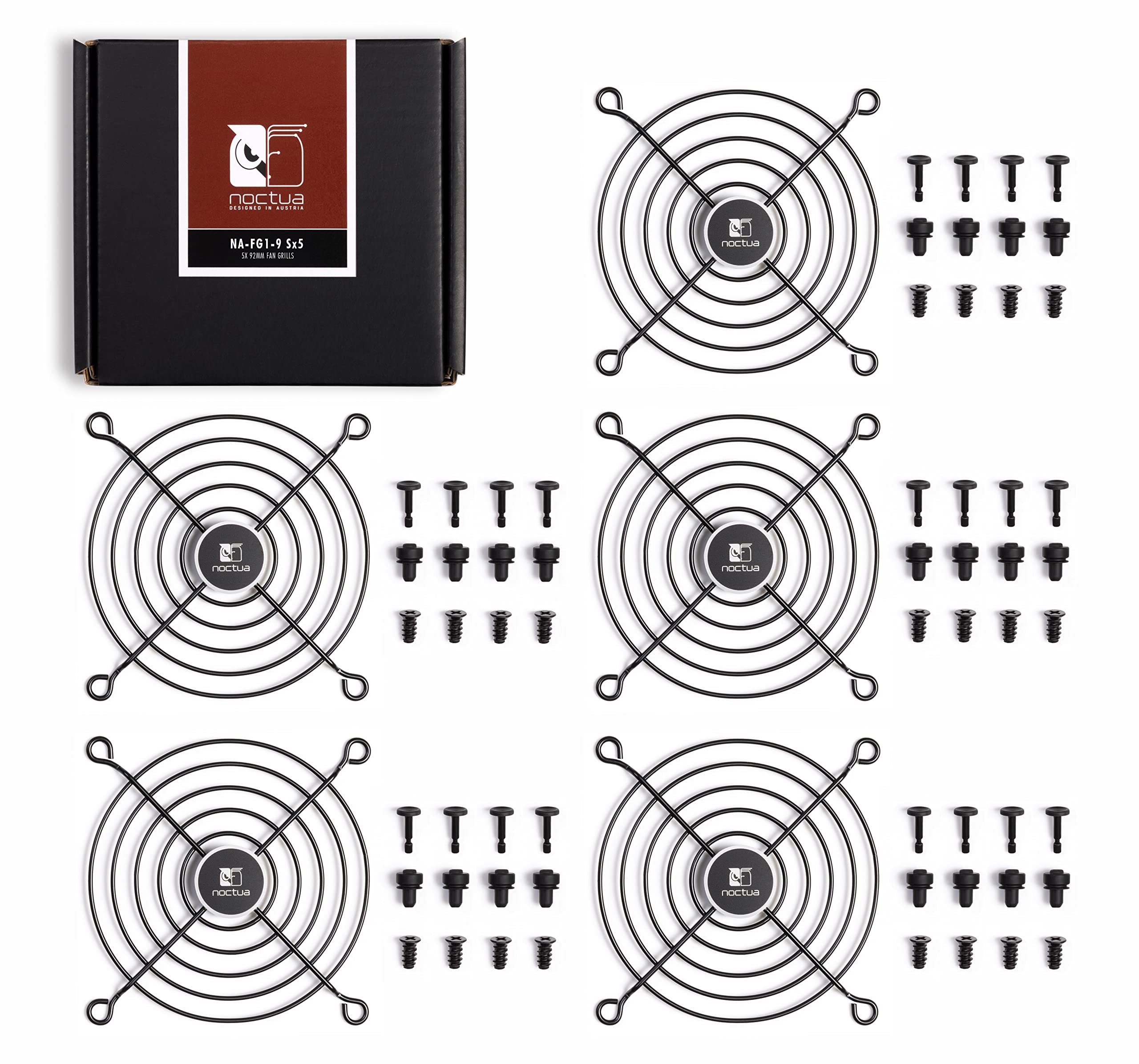 Noctua NA-FG1-9 Sx5 - 92mm PC Fan Grills Set of 5, Black - Perfect for Computer Case Cooling, DIY PC Builds & Server Rack Cooling Systems