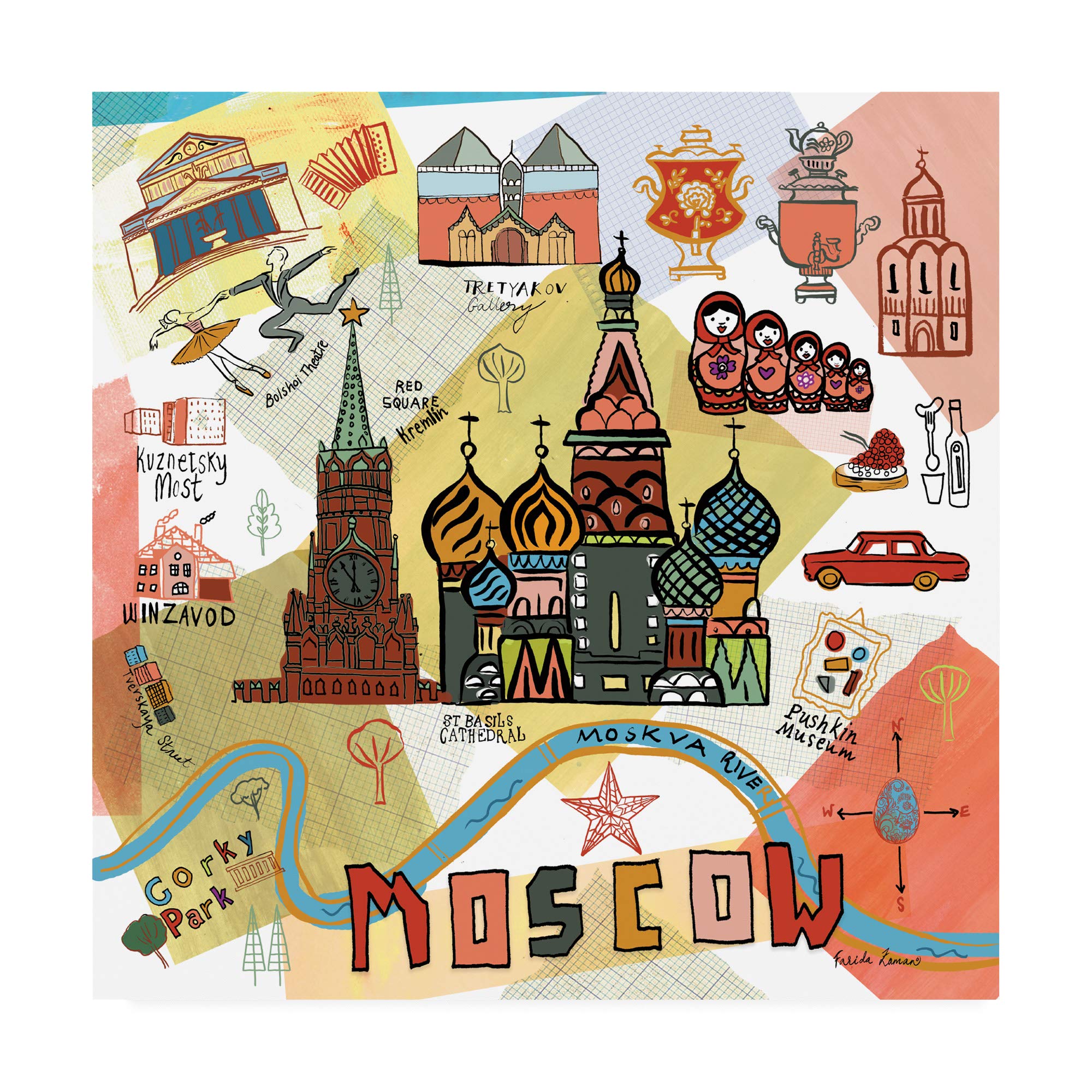 Trademark Fine Art 18x18 Global Travel VI by Farida Zaman - Stunning Wall Decor for Living Room, Bedroom & Office
