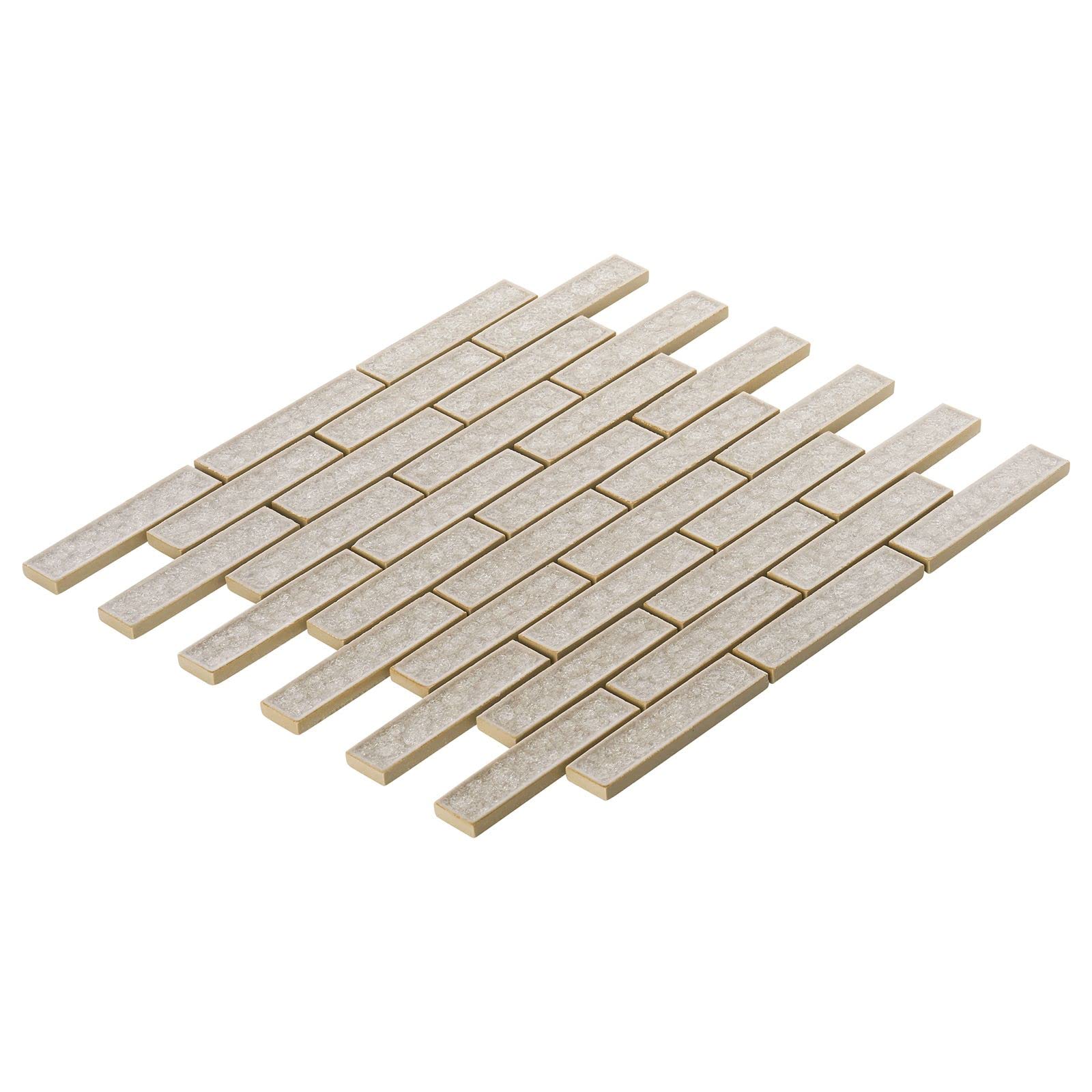 Interlocking Taupe Gray Crackle Glass Tile Mesh Mounted Backsplash - 10 Sheets (TDH249CG) | DIY Kitchen & Bathroom Wall Decor | Waterproof Peel & Stick Tiles for Home Renovation