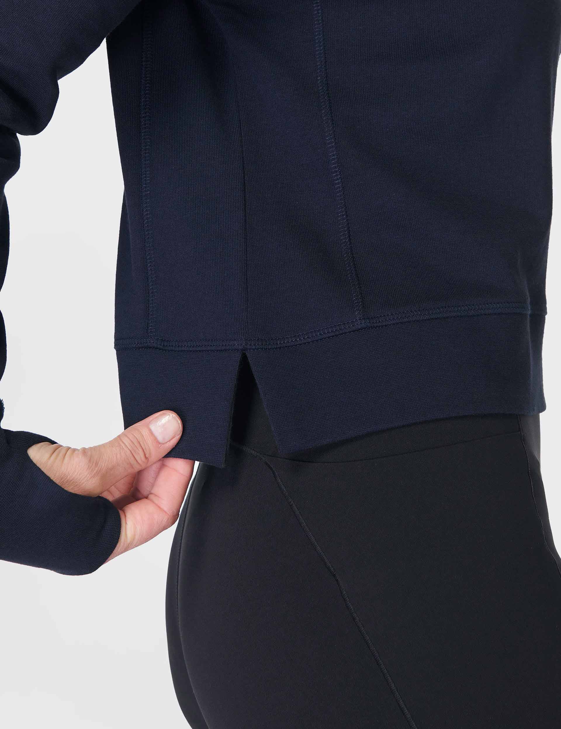 After Class Crop Sweatshirt for Women - Soft Navy Blue Pullover Hoodie - Perfect for Casual Wear, Gym, and Street Style