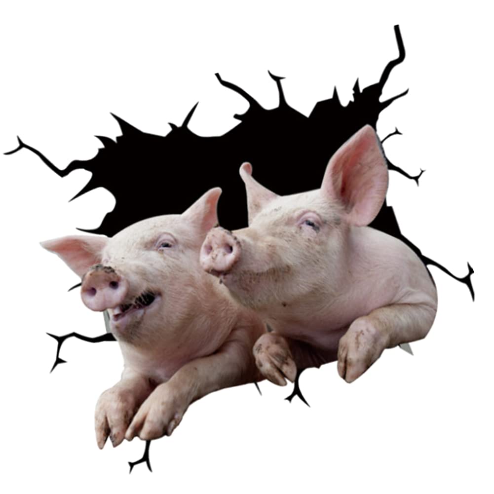 Eforcase 4-Piece 3D Animal Crack Car Stickers - Funny Pigling Vinyl Window Decals, Transparent Car Clings for Vehicles | Perfect for Car Windows, Trucks, SUVs & Personalizing Your Ride