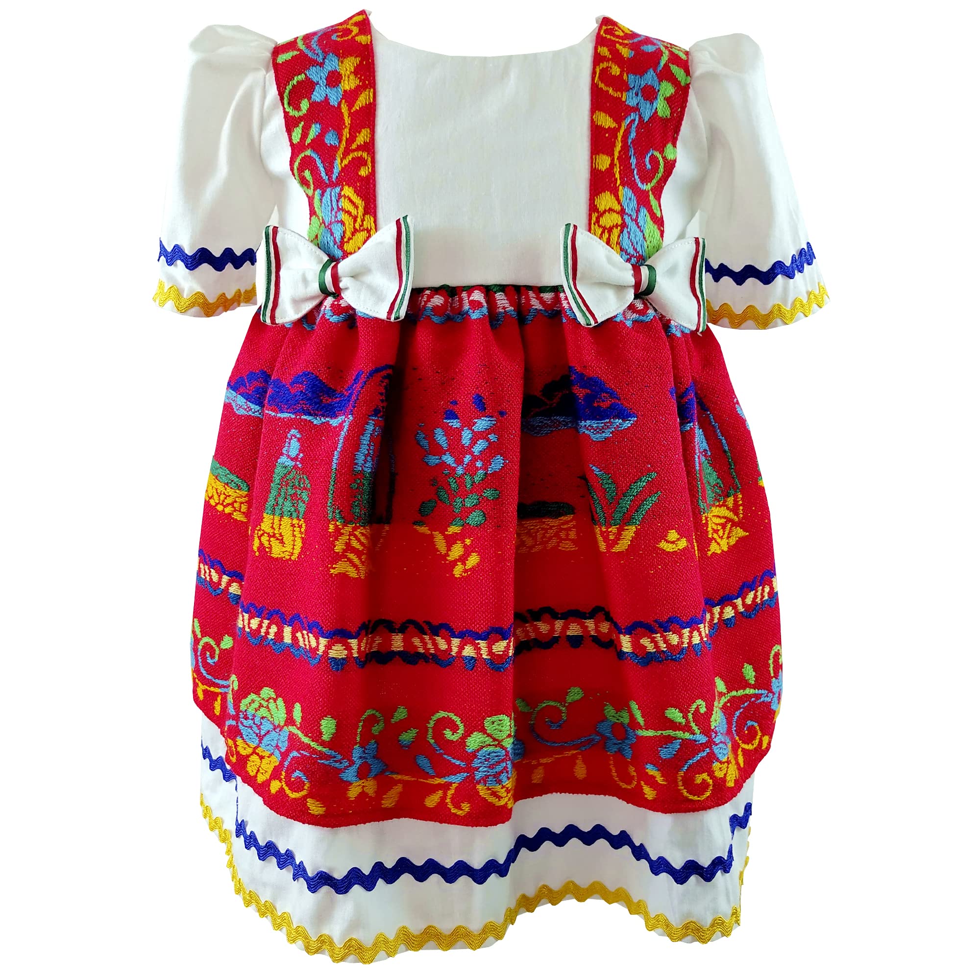 Handmade Embroidered Virgin of Guadalupe Baby Girl Dress - 100% Cotton Lupita Toddler Dress for 6 Months - Perfect for Baptism, First Communion & Special Occasions