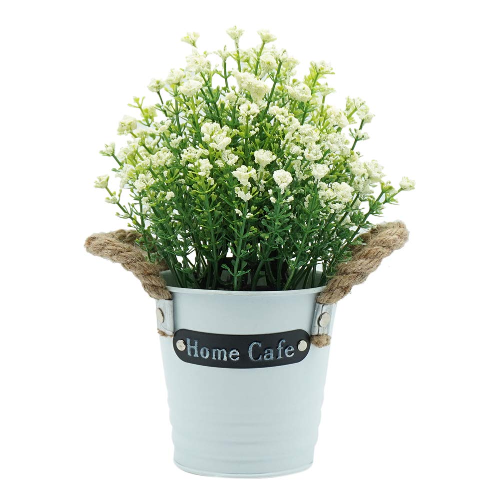 Artificial Flower Foam Plant Potted Bonsai - White Fake Plants for Home Decor, Office Desk, Living Room & Garden Decoration | Realistic Indoor Greenery for Table Centerpiece, Shelf Display & Wedding Decor