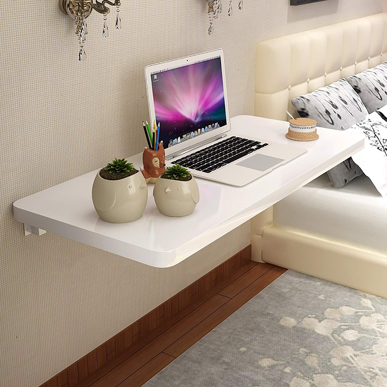 Wall Mounted Fold Down Table - Space Saving Floating Drop Leaf Dining Desk | Heavy Duty Folding Workbench for Kitchen, Home Office, Laundry Room & Small Spaces | Perfect for Apartments, Tiny Homes & Multipurpose Use