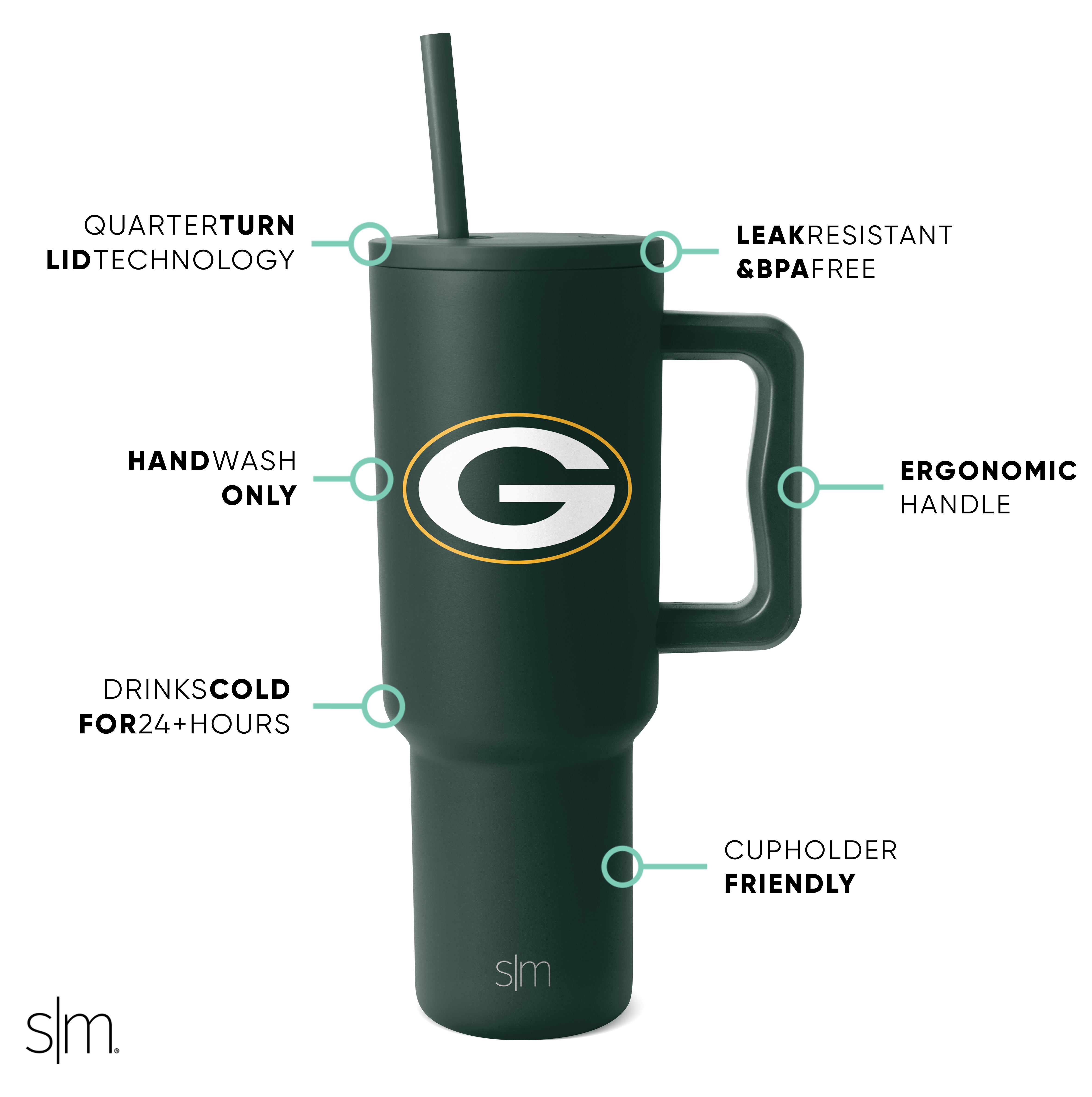 NFL Trek Tumbler - 20oz Insulated Stainless Steel Travel Mug with Lid & Handle - Keep Drinks Hot/Cold for Hours - Perfect for Football Games, Camping & Outdoor Adventures