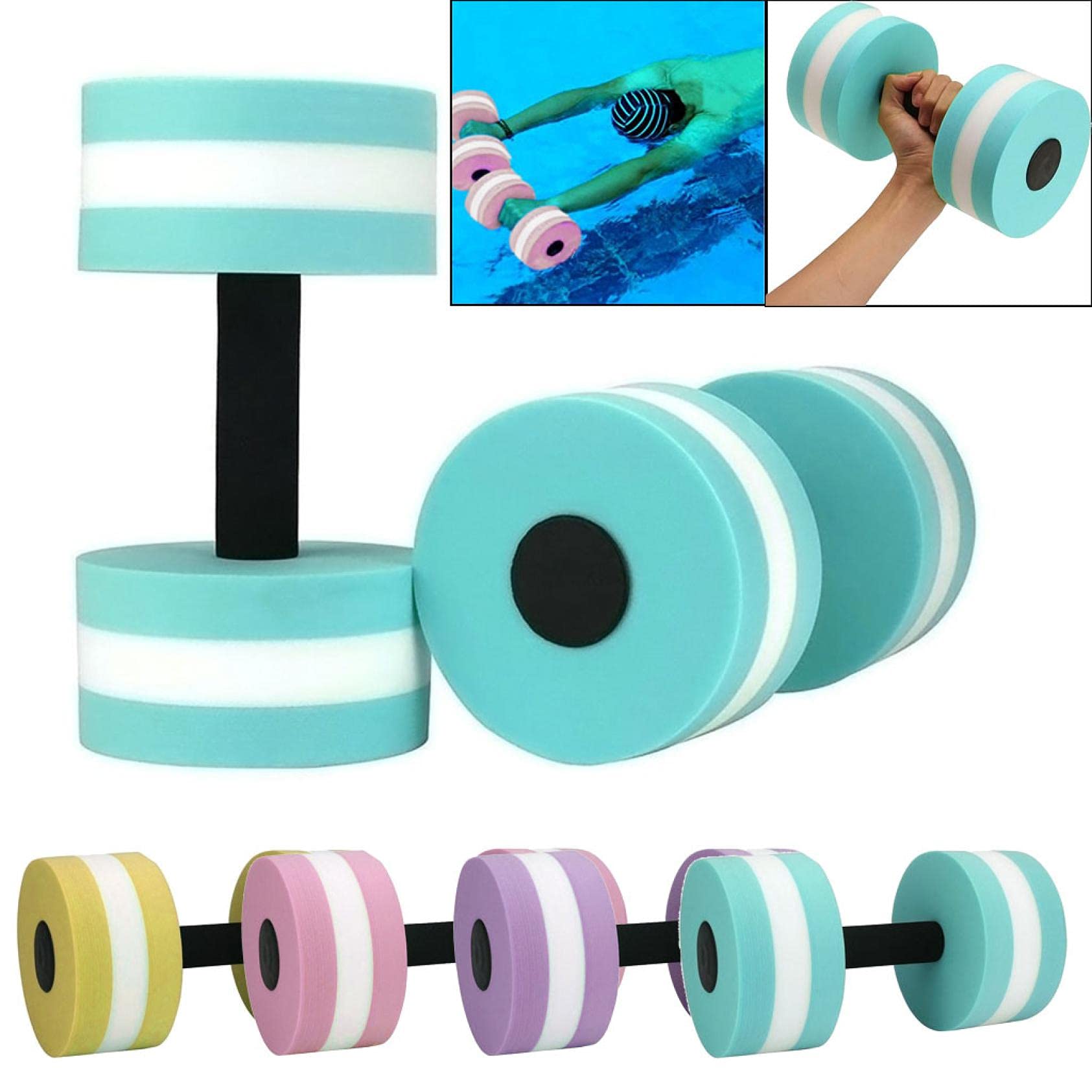 Aqua Dumbbells Set of 2 - Water Aerobic Exercise Foam Dumbbells for Pool Resistance Training | Lightweight Aquatic Fitness Equipment for Low-Impact Workouts | Perfect for Swimming Pools, Hydrotherapy & Senior Water Exercises