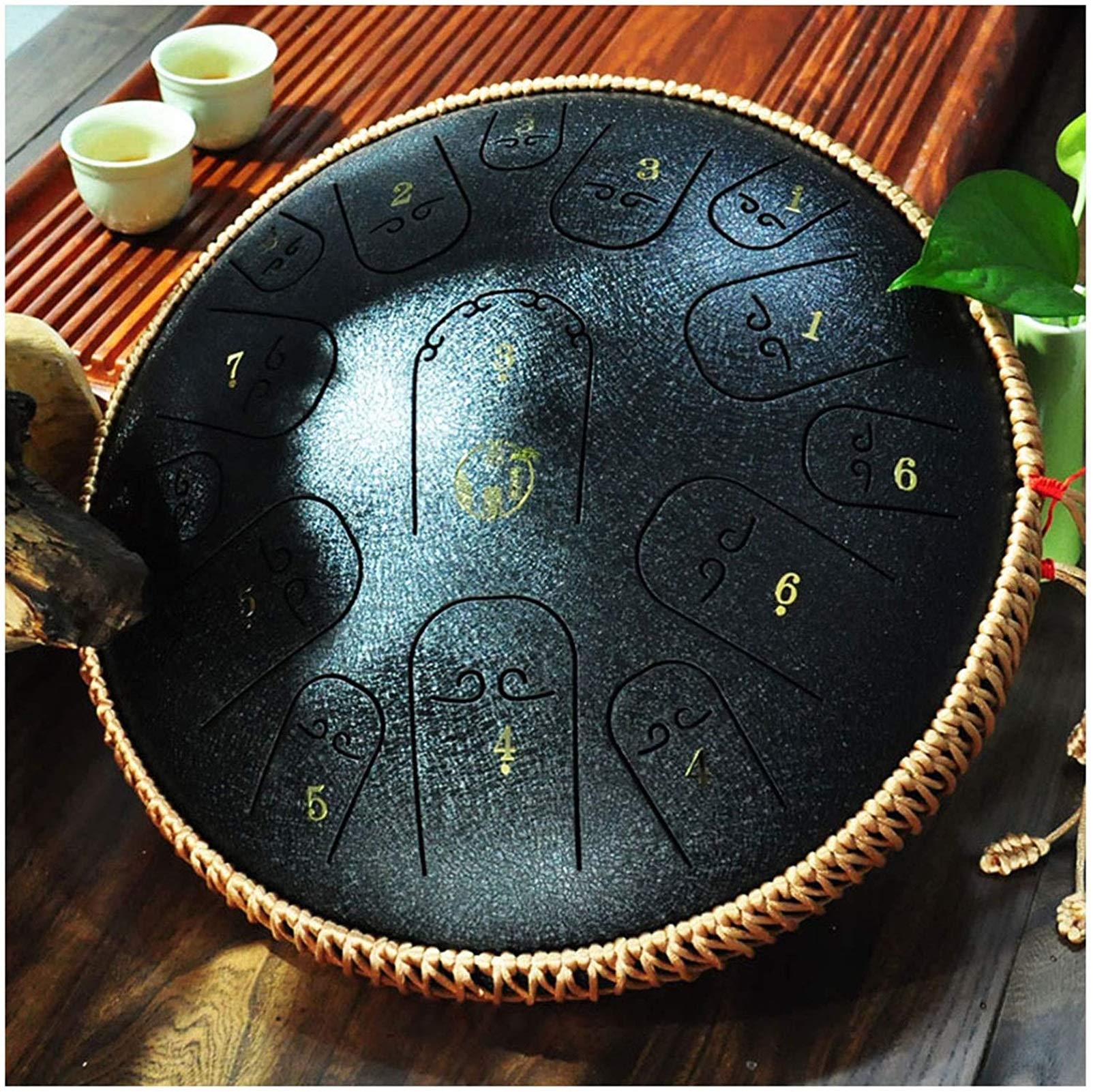 PIAOLIGN 14-Inch Steel Tongue Drum with 15 Notes | Professional Tank Drum Percussion Instrument Set for Adults & Kids | Handcrafted in USA (Blue) - Perfect for Meditation, Music Therapy, and Relaxation