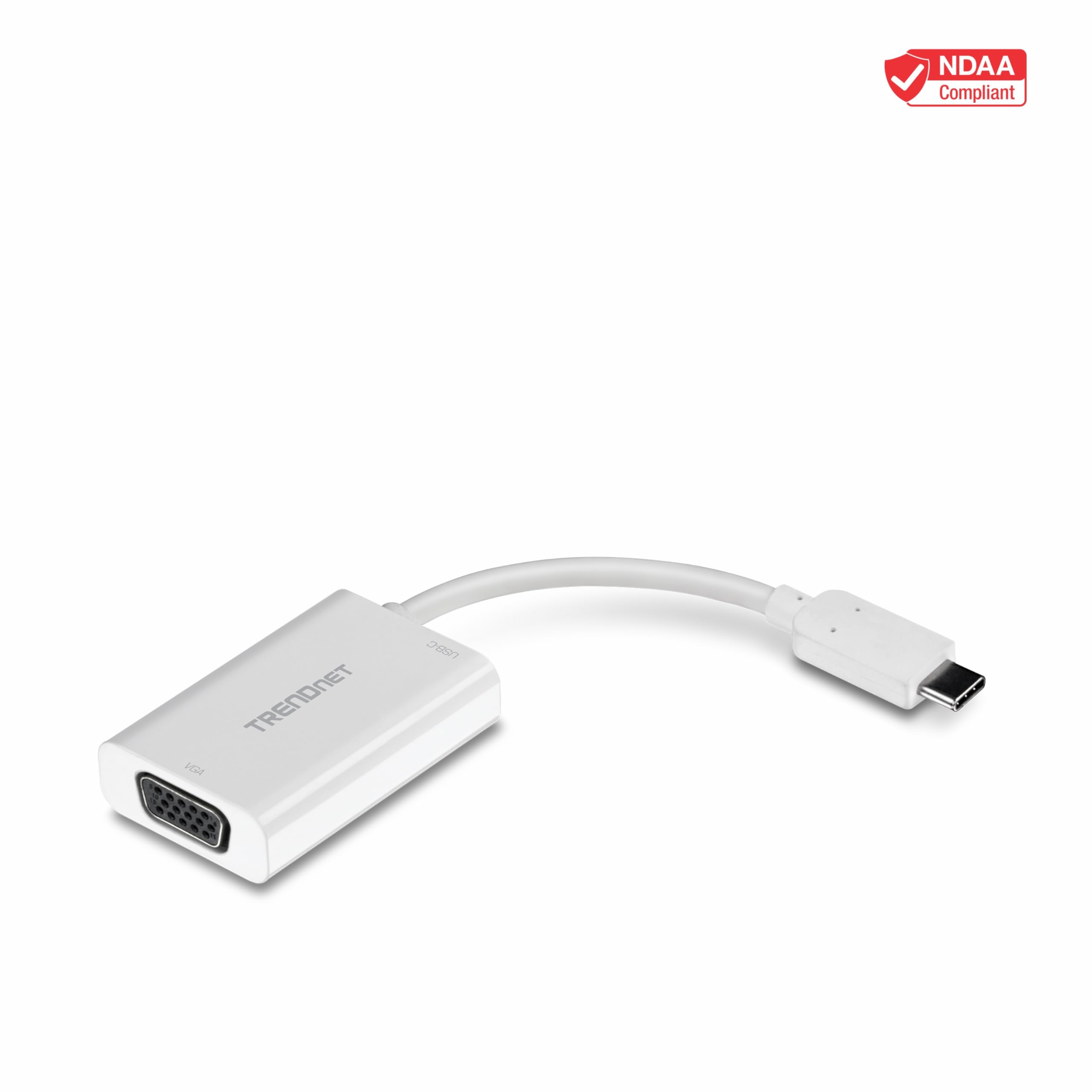 TRENDnet USB-C to VGA Adapter with Power Delivery - High Speed 4K Video Converter for MacBook, Windows Laptops & Chromebooks - Compatible with Mac OS, Windows 10 & Chrome OS - Ideal for Office Presentations, Home Theater & Multi-Monitor Setups