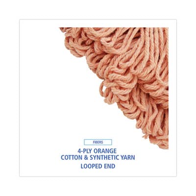 Boardwalk BWK503OR Super Loop Cotton/Synthetic Fiber Wet Mop Head - Large, Orange (12/Carton) - Heavy Duty Commercial Cleaning for Floors, Kitchens, and Restaurants