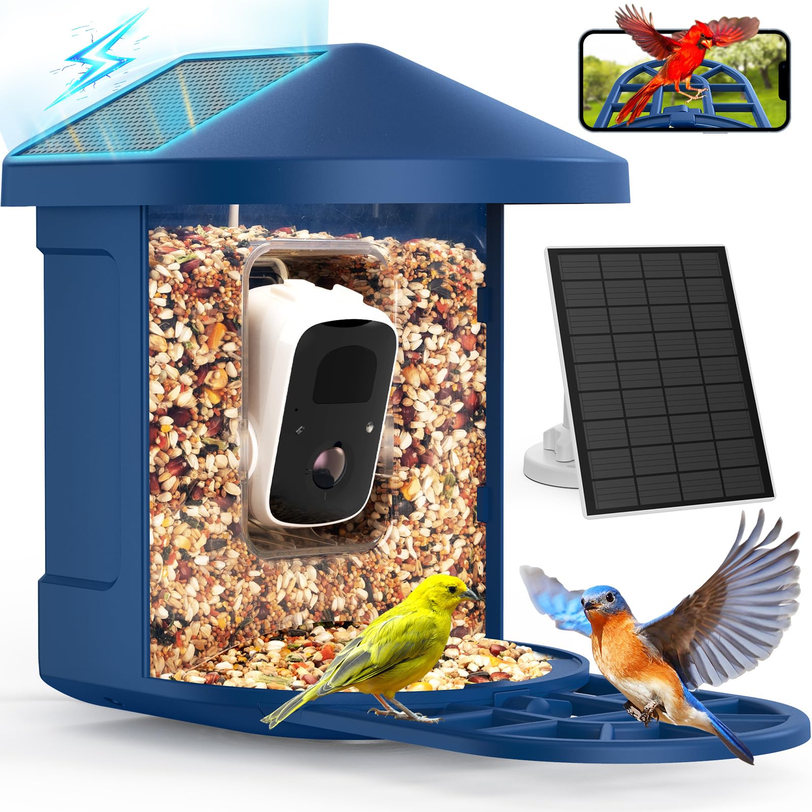 PeckCam® Smart Bird Feeder with Camera - 2K HD AI Bird Identification, Solar Powered Wildlife Camera, Auto Video Recording & Instant Alerts | Perfect Gift for Birdwatchers & Nature Lovers | Backyard Bird Watching, Garden Wildlife Monitoring, Home Security Camera Alternative