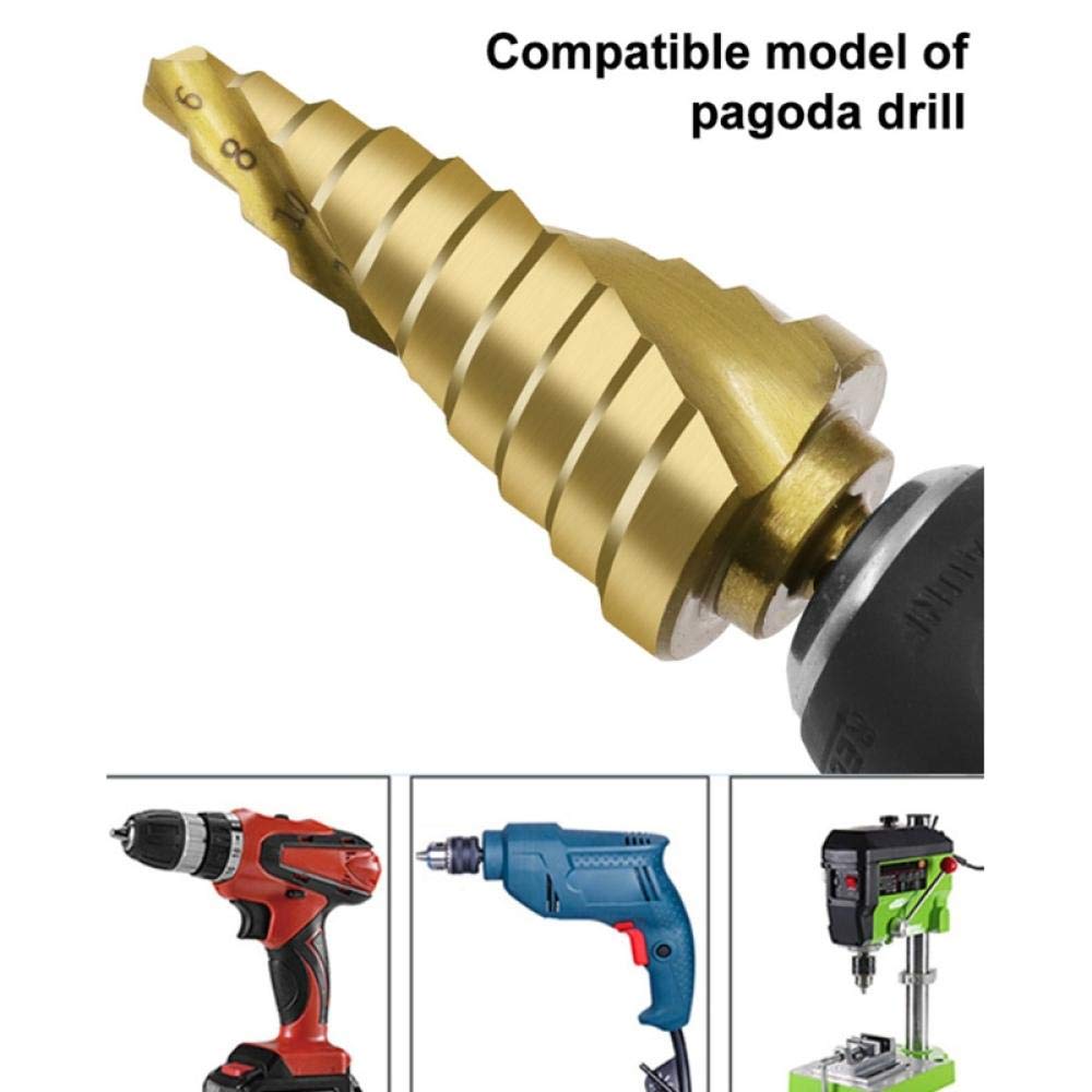6-25mm Titanium Coated HSS Step Cone Drill Bit with Hex Shank - Perfect for Wood, Metal & Plastic Drilling Projects