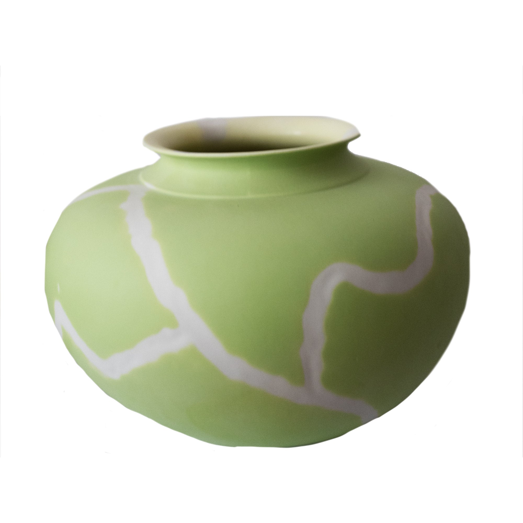 Elegant White Swirl Green Ceramic Vase - Modern Home Decor for Living Room, Dining Table & Office Desk Centerpiece