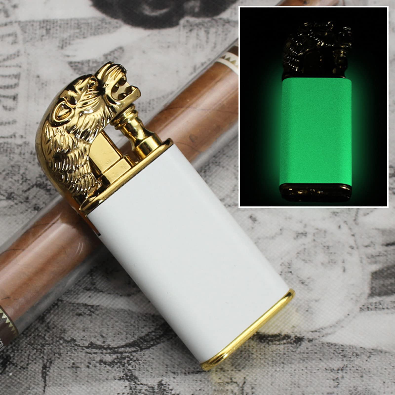 Double Flame Windproof Lighter - Tiger Design for Men, Outdoor & Camping