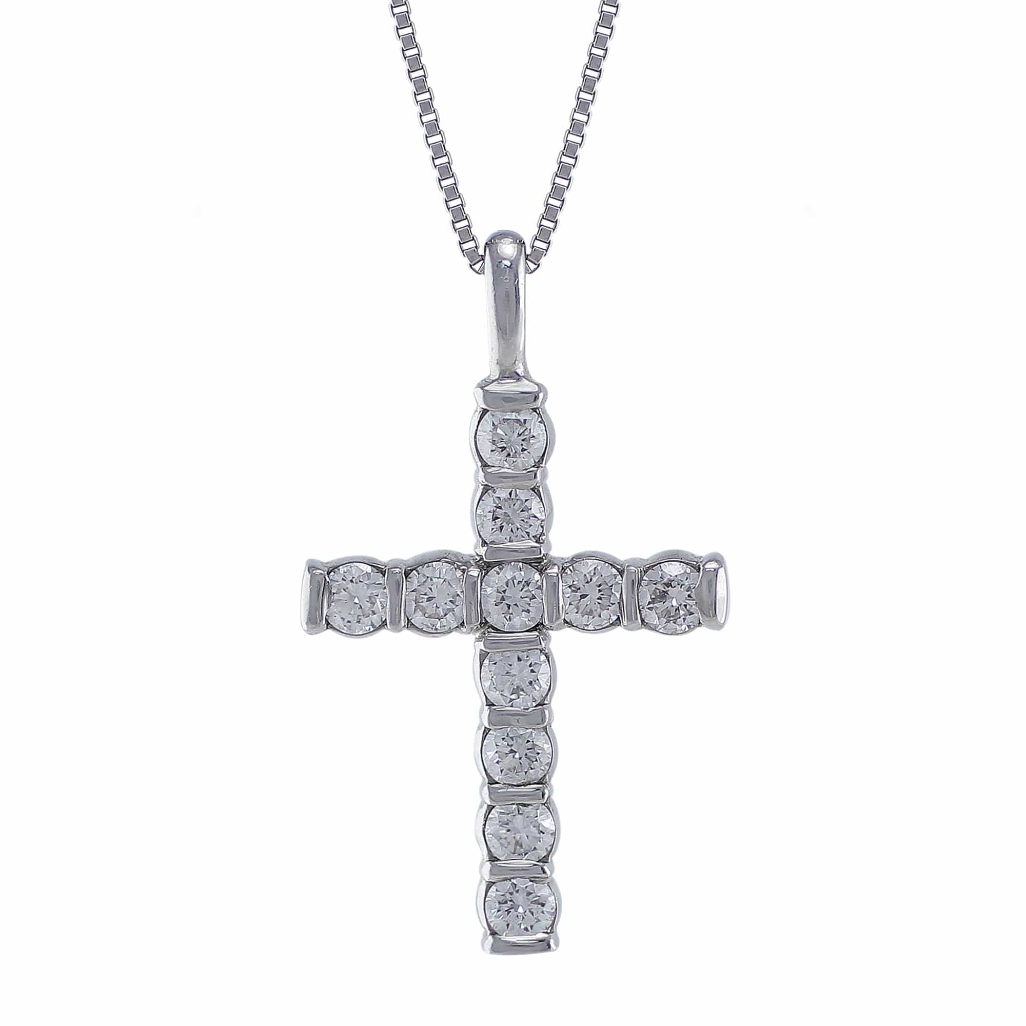 18K White Gold Small Diamond Cross Pendant Necklace for Women - Elegant Religious Jewelry Gift for Baptism, Confirmation & Everyday Wear