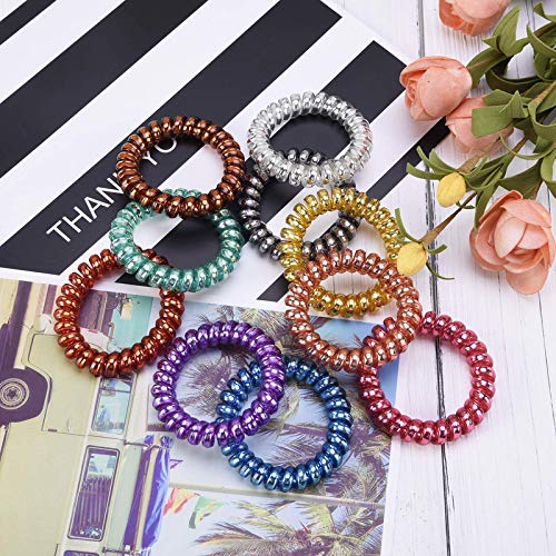 No Crease Spiral Hair Ties - Damage-Free Hair Elastics for Thick & Heavy Hair | Ponytail Holder & Hair Band | 10-Pack Multi-Color Set | Perfect for Workouts, Yoga, Office & Everyday Styling