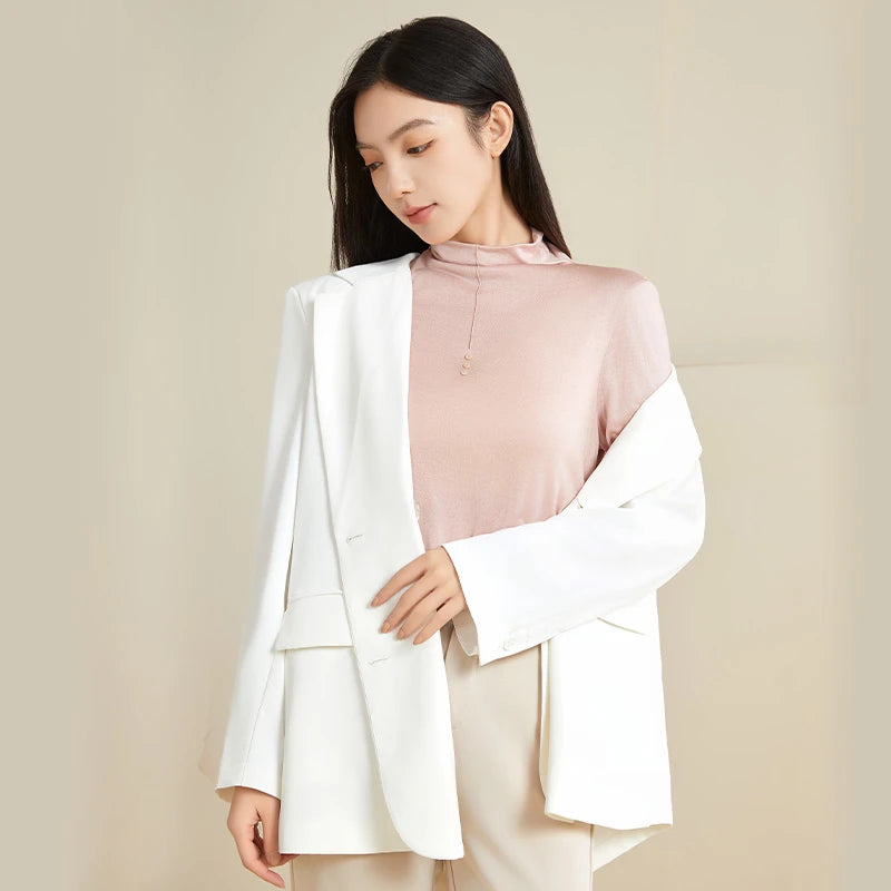 100% Pure Silk Mock Neck Blouse for Women - Elegant & Comfortable Silk Top for Work, Party & Evening Wear