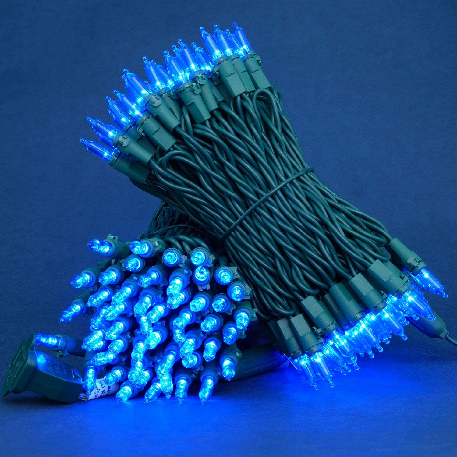 Blue LED Christmas Lights 200 Count (2 Pack) - 25 ft 100 LED Green Wire Mini String Lights for Indoor Outdoor Holiday Decorations, Christmas Tree, Party, Wedding & Home Decor
