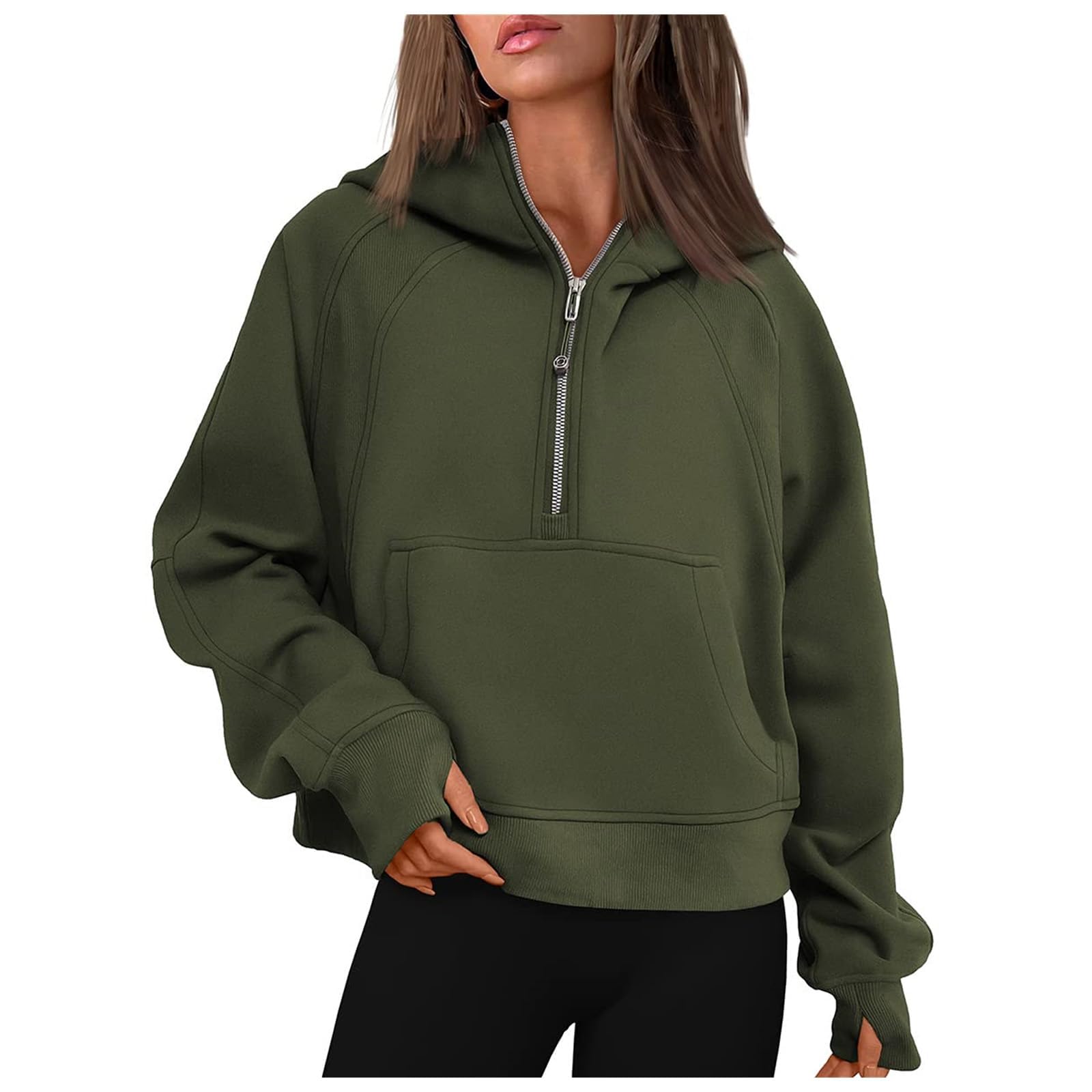 FMCHICO Women's Oversized Half Zip Pullover Sweatshirt - Y2K Style Long Sleeve Hoodie Sweater | Trendy Fall & Winter Fashion for Casual Outfits, Streetwear & Loungewear