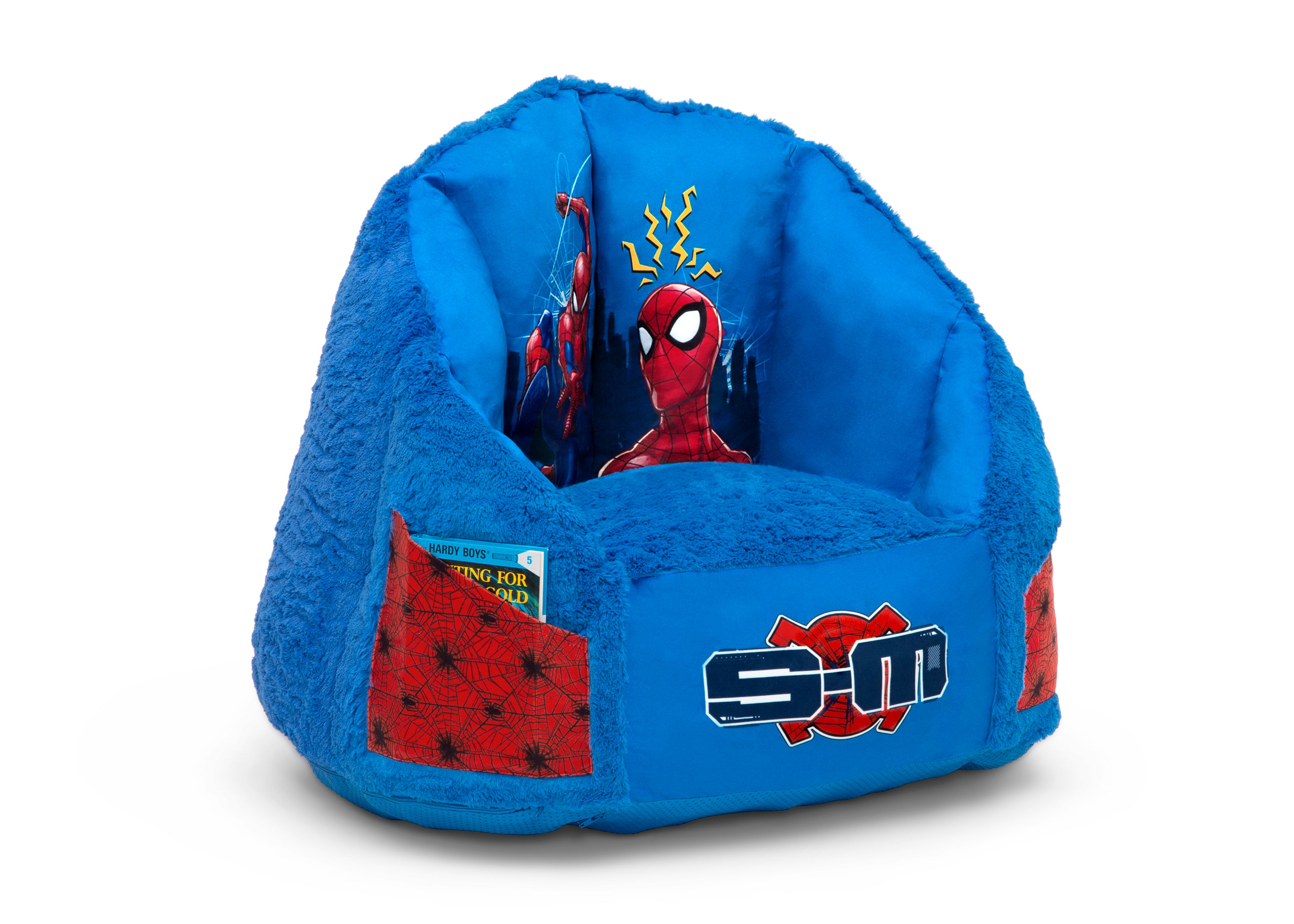 Spider-Man Cozee Fluffy Chair with Memory Foam Seat - Kids Gaming Chair for Ages 3-10 | Perfect for Bedroom, Playroom & Movie Nights