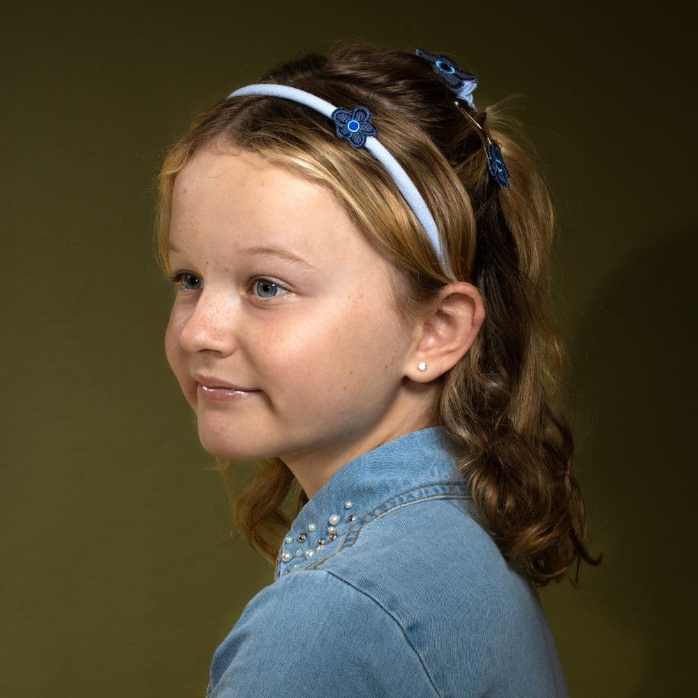 Handmade Denim Flower Headbands for Girls - 5-Pack Set of Adjustable Hair Accessories for Kids, Toddlers & Babies - Perfect for Parties, Photos & Everyday Wear