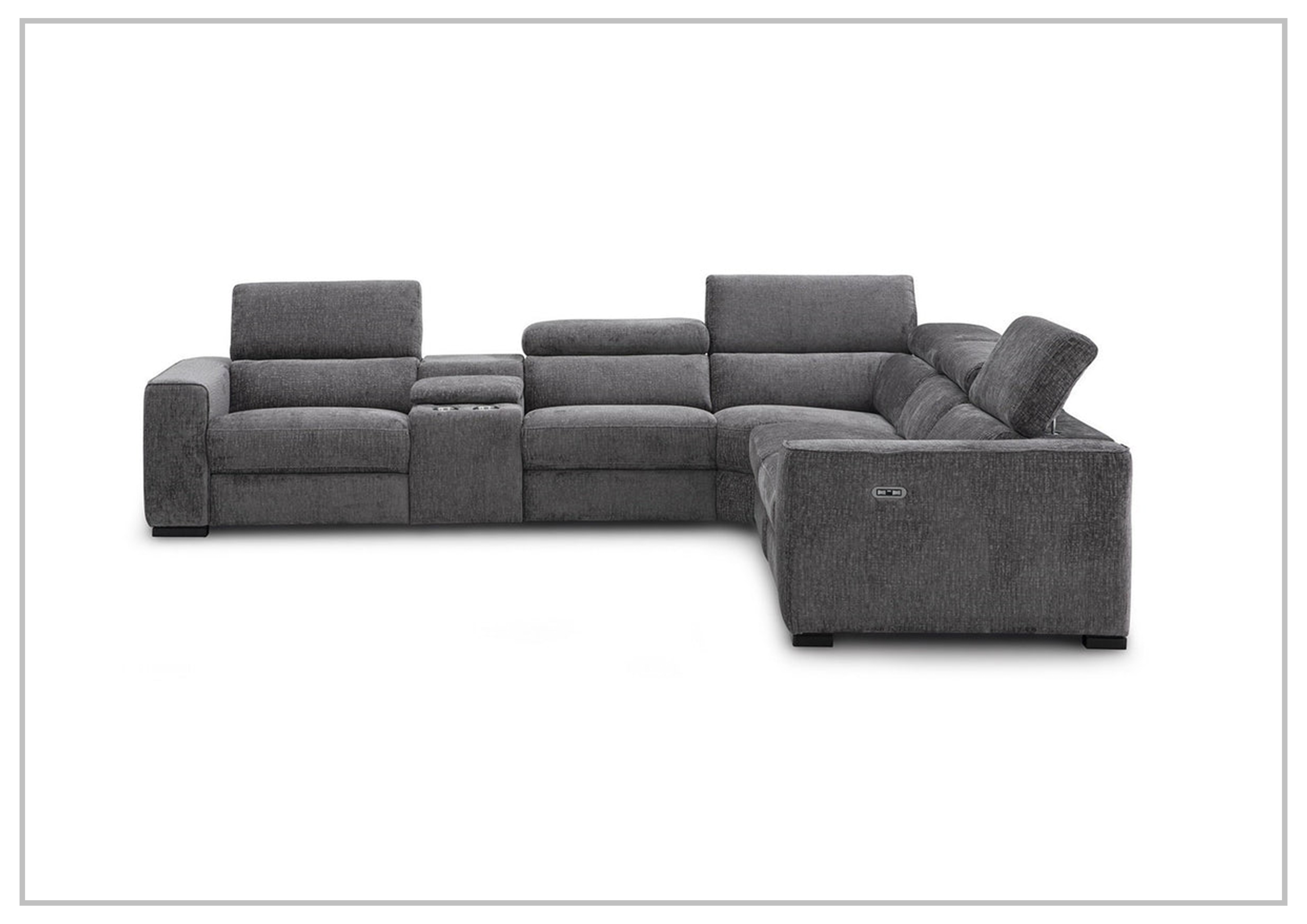 Gio Italia Aventura L-Shaped Fabric Power Reclining Sectional Sofa - Modern Recliner Couch with USB Charging for Living Room, Home Theater & Family Room Comfort