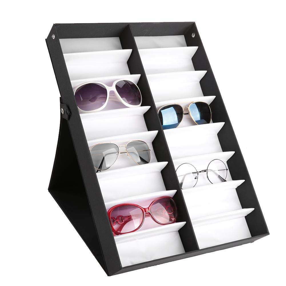 Clina 16 Grids Foldable MDF Glasses Display Case - Eyewear & Jewelry Organizer Storage Box for Sunglasses, Glasses, and Accessories - Perfect for Retail Stores, Boutiques, and Home Organization