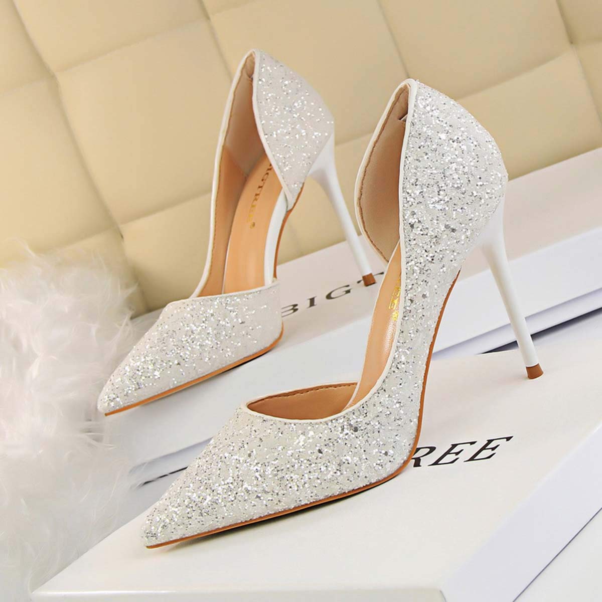 JOEupin Women's Stiletto High Heel Pumps - Sexy Pointed Toe Dress Shoes for Weddings, Parties & Evening Events | Comfortable Semi-Open Design for Women's Formal Occasions