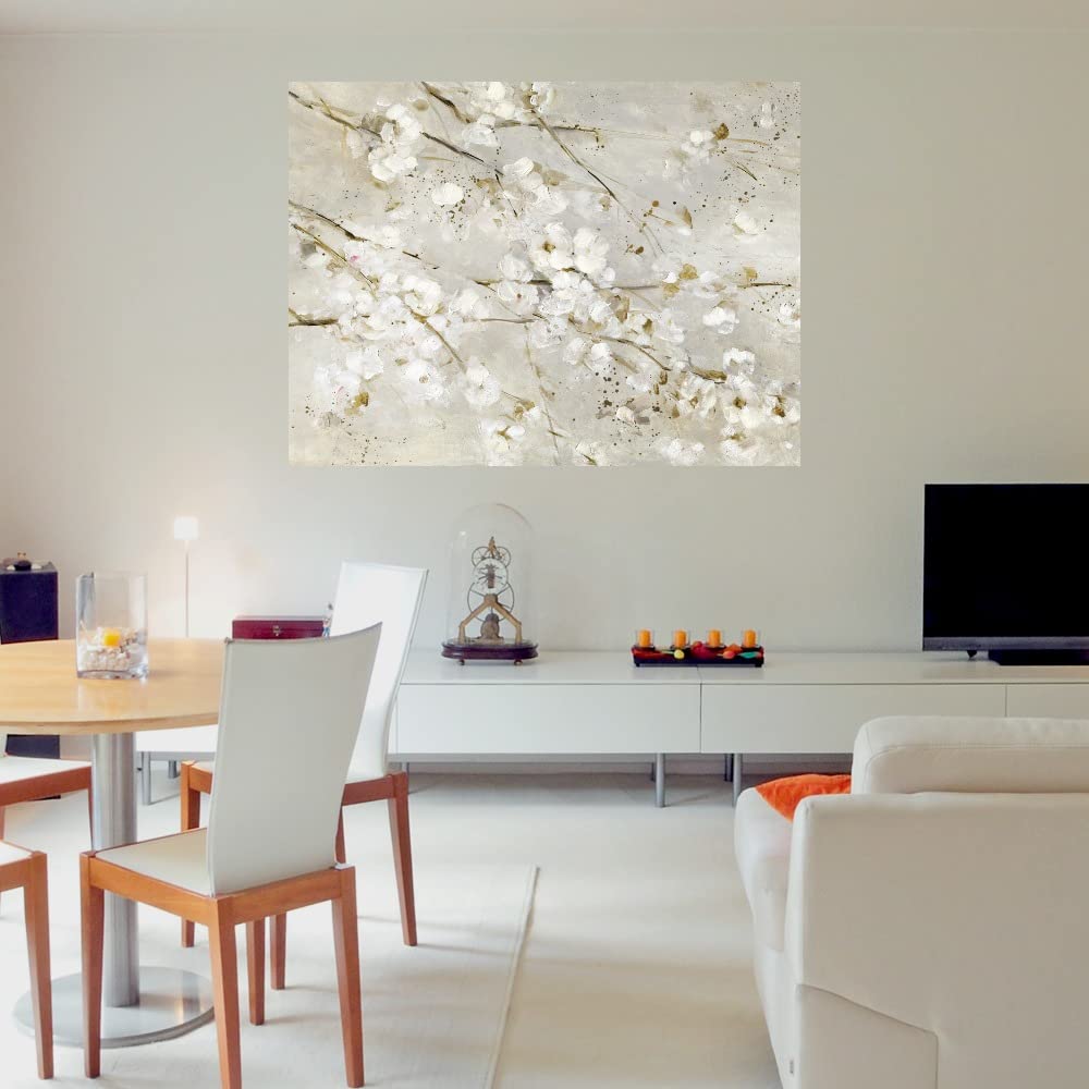 Soft Spring Blossoms Canvas Wall Art - Hand Painted Floral Painting by Sally Swatland - 46x35 Inch Ready to Hang Home Decor for Living Room, Bedroom, Office - Perfect for Spring Refresh & Housewarming Gifts