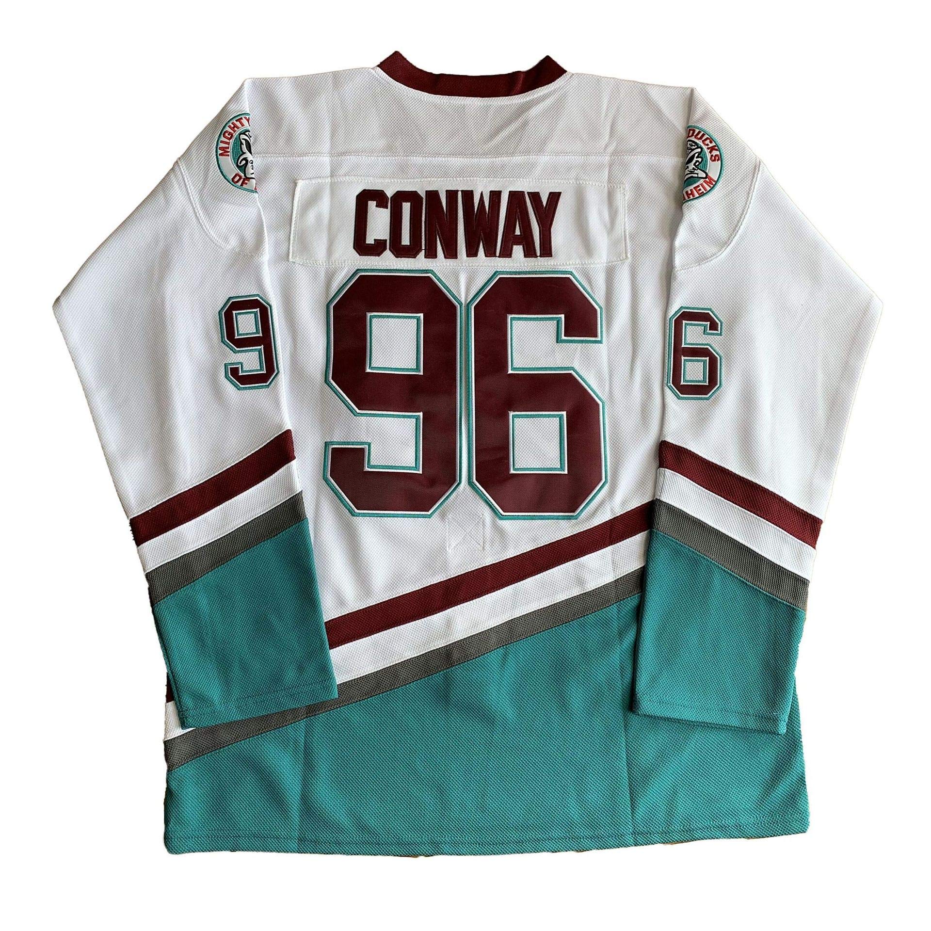 Official Mighty Ducks Movie Charlie Conway #96 Green & White Ice Hockey Jersey - Youth & Adult Sizes S-XXXL - Perfect for Games, Cosplay & Fan Events