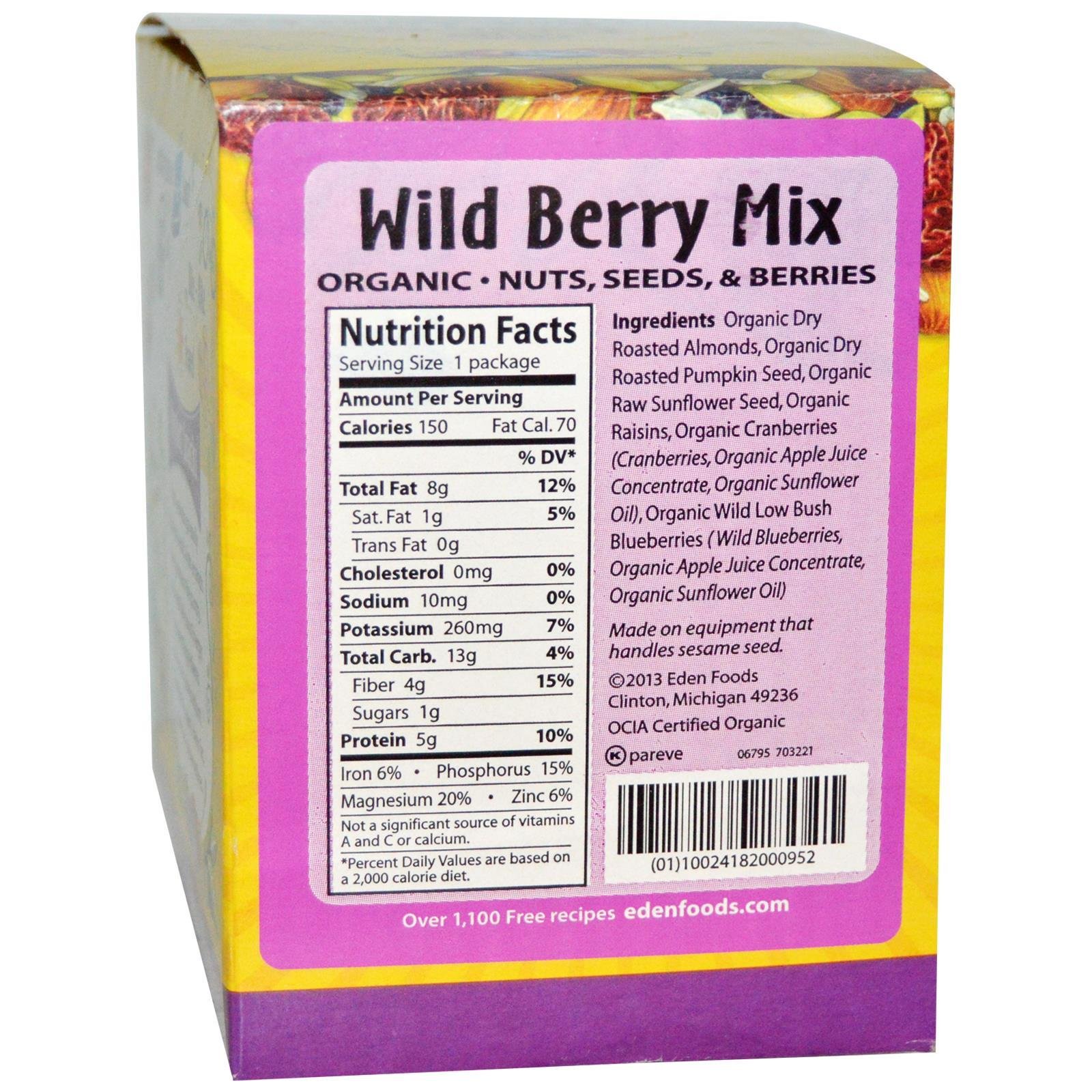 Eden Foods Wild Berry Mix Pocket Snacks - 12 Pack | Healthy Dried Fruit Snacks for Kids & Adults | Perfect for School Lunches, Hiking & On-the-Go