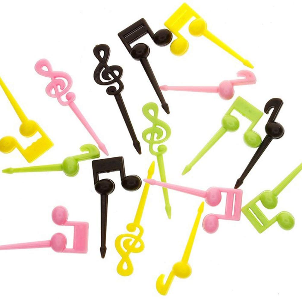 32-Piece Cartoon Music Note Fruit Forks Set - Decorative Food Picks for Parties, Desserts & Fruit Platters (16pcs x 2 Packs) - Perfect for Birthday Celebrations, Baby Showers & Picnics