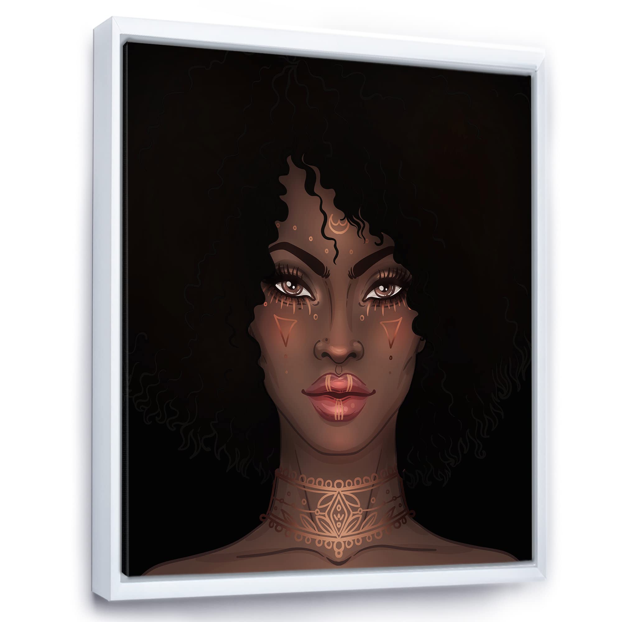 Modern Framed Canvas Wall Art Print - African American Woman Portrait II by DesignQ | Home & Office Decor, Living Room, Bedroom Wall Decor