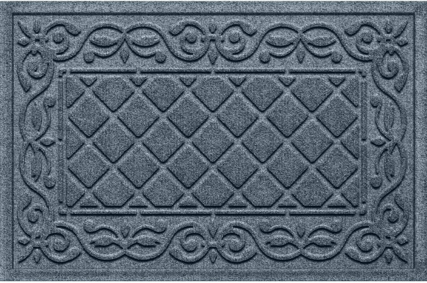 Premium Bungalow Flooring Waterhog Door Mat 2' x 3' - Skid Resistant Indoor/Outdoor Entryway Rug - Durable USA-Made Water-Trapping Floor Covering - Tristan Collection Bluestone - Perfect for Home, Office & Patio Use