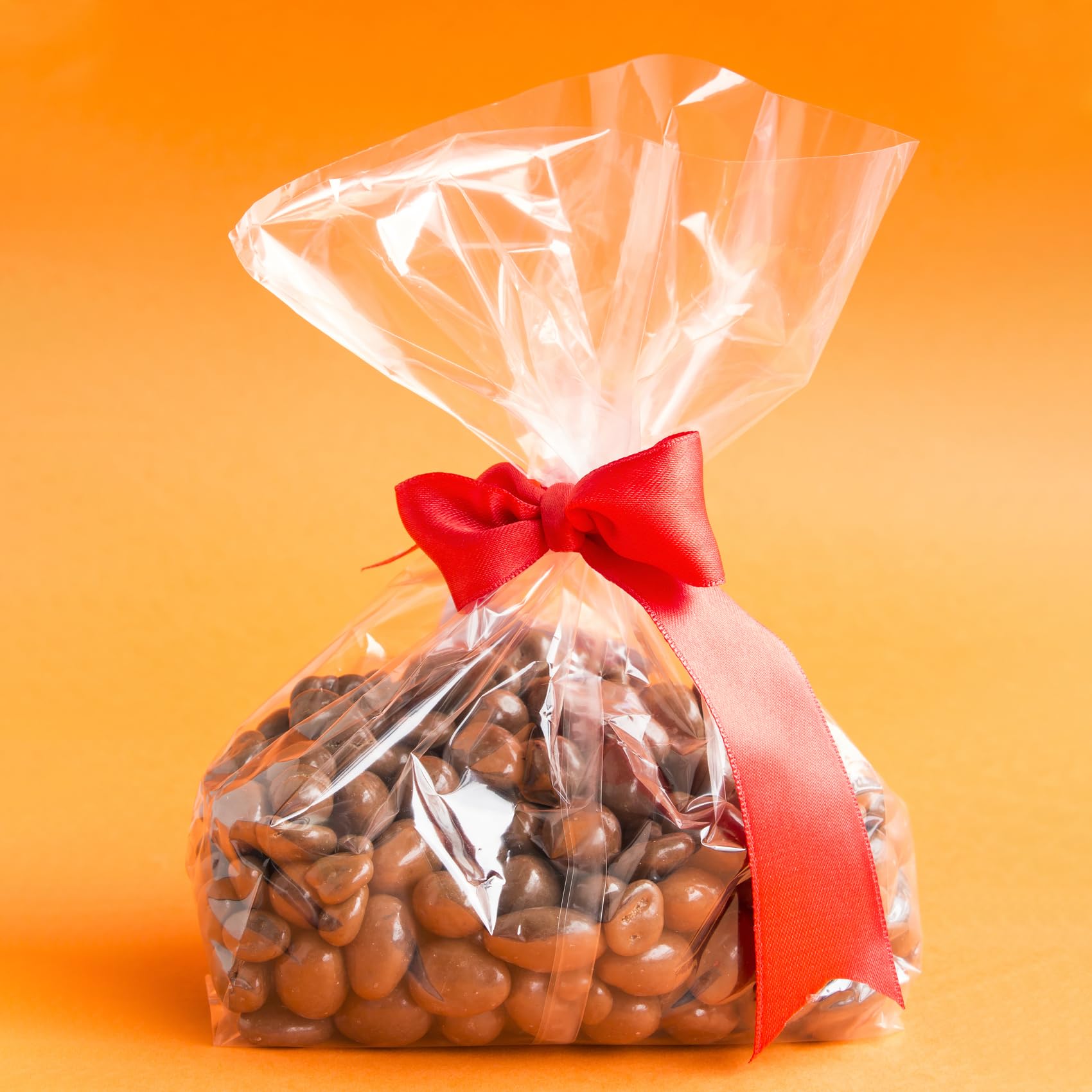 Morepack 50Pcs 5x3x12 Inches Gusseted Flat Bottom Cellophane Bags with Paper Insert - Clear Cello Bags for Candy, Cookies, Party Favors & Gift Packaging (Food Safe, Resealable)