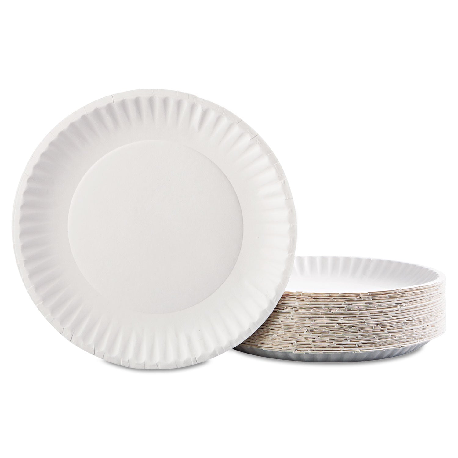 AJM Packaging Corporation 9-Inch White Paper Plates - 100 Count, Disposable Dinner Plates for Parties, Picnics, BBQs & Events