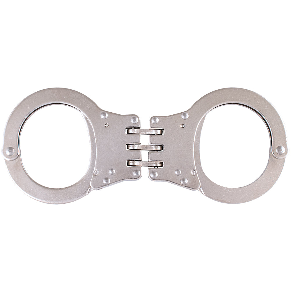 Premium Detective Double Lock Handcuffs with 3 Hinges - Heavy Duty Restraints for Law Enforcement, Security, Role Play & Cosplay