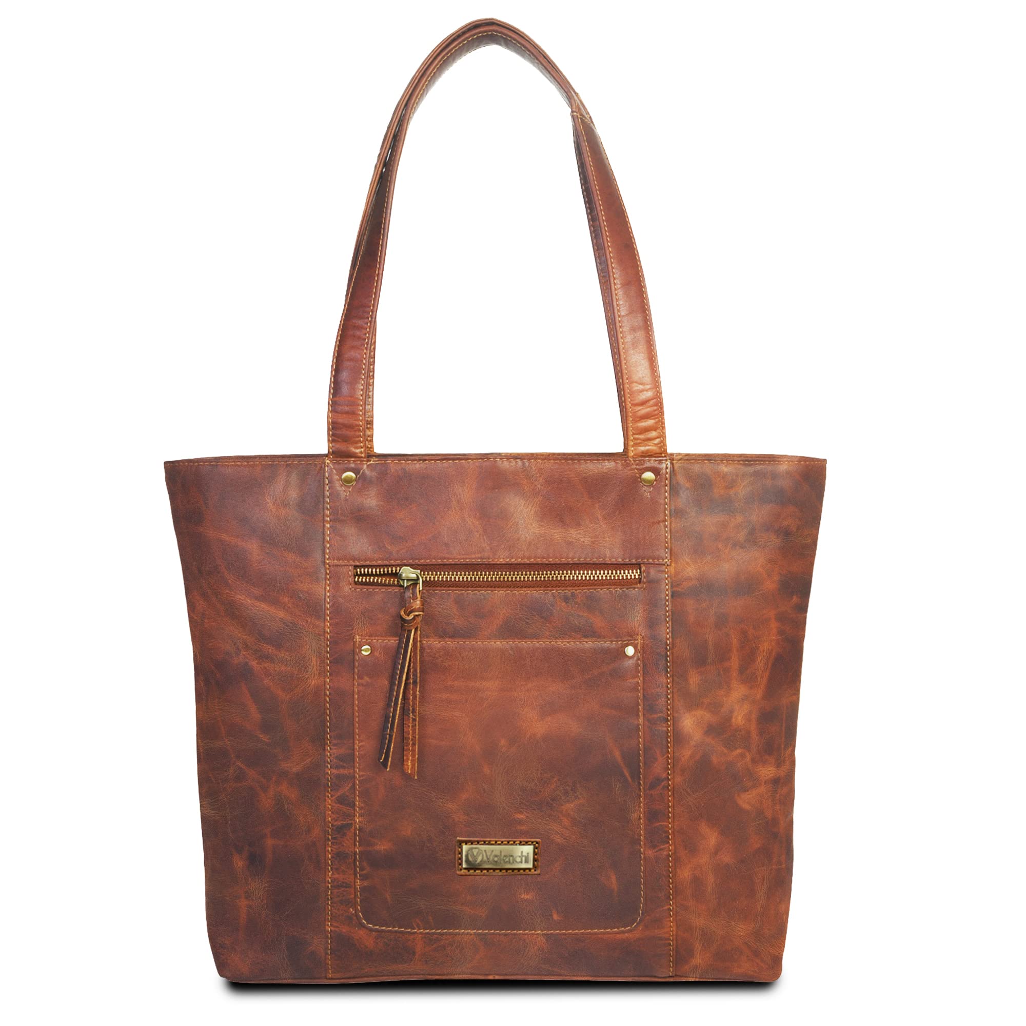 VALENCHI Genuine Leather Tote Bag for Women - Stylish Designer Handbag with Spacious Compartment - Fashionable Shoulder Bag for Work, Office, Travel & Daily Use - Perfect Gift for Women