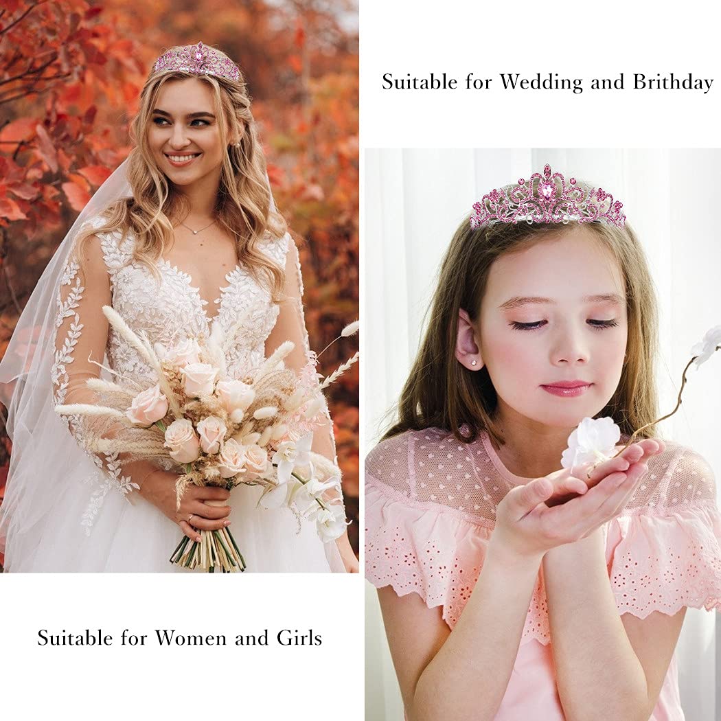 Elegant Pink Rhinestone Birthday Tiara & Sash Set for Women - Sparkling Birthday Crown, Girl's Party Accessories - Perfect for Birthday Celebrations, Bachelorette Parties & Special Occasions