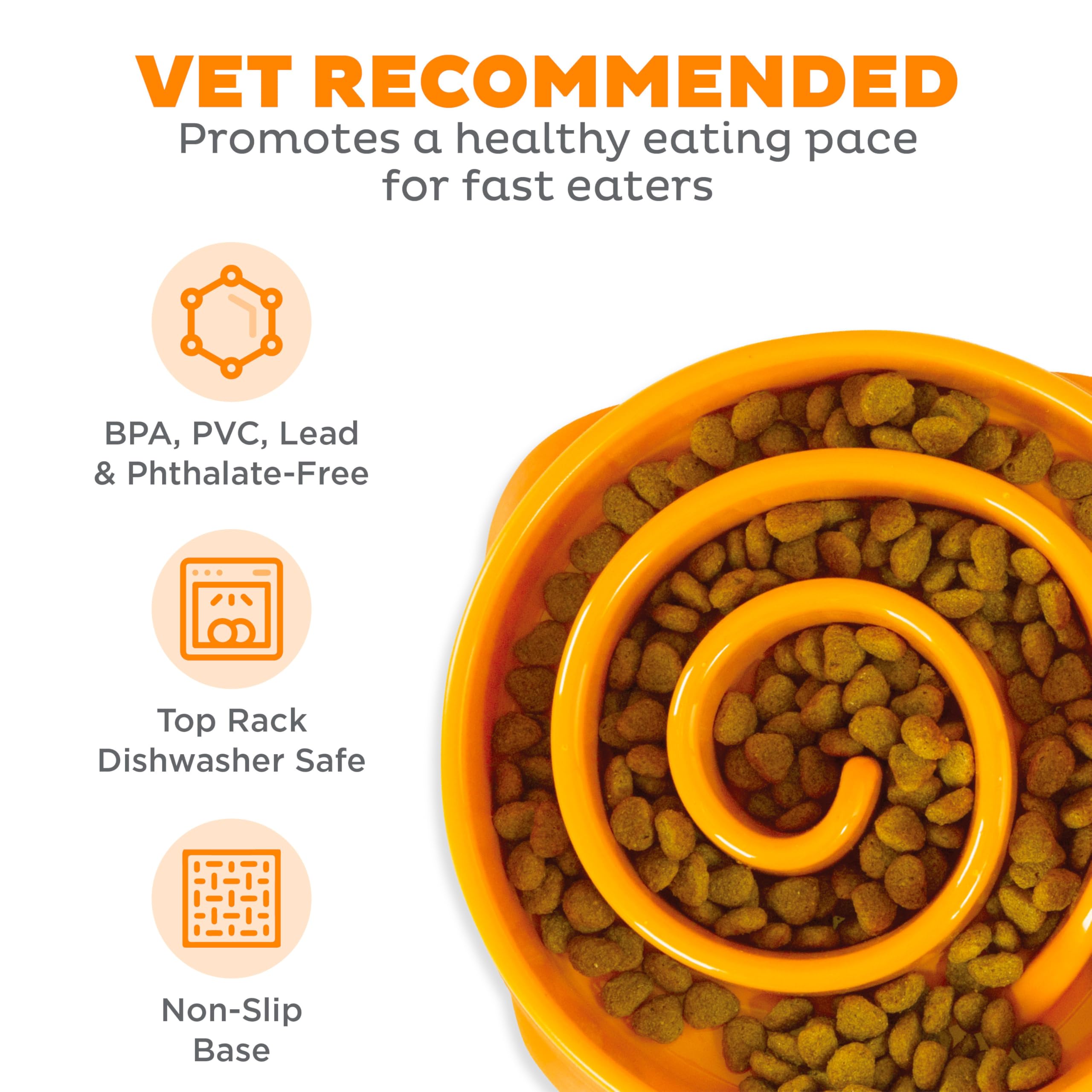 Outward Hound Fun Feeder Slow Feed Dog Bowl - Orange Plastic Puzzle Feeder for Small & Large Dogs - Prevent Bloat & Aid Digestion - Perfect for Fast Eaters & Mealtime Enrichment