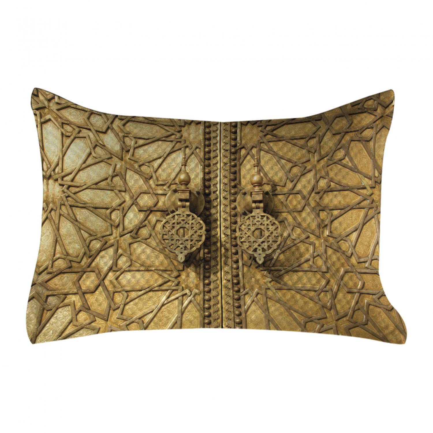 Ambesonne Moroccan Quilted Pillow Cover - Royal Palace Marrakesh Travel Design, King Size 36x20 Inch Oriental Photo Print Home Decor | Perfect for Sofa, Living Room & Bedroom Accent