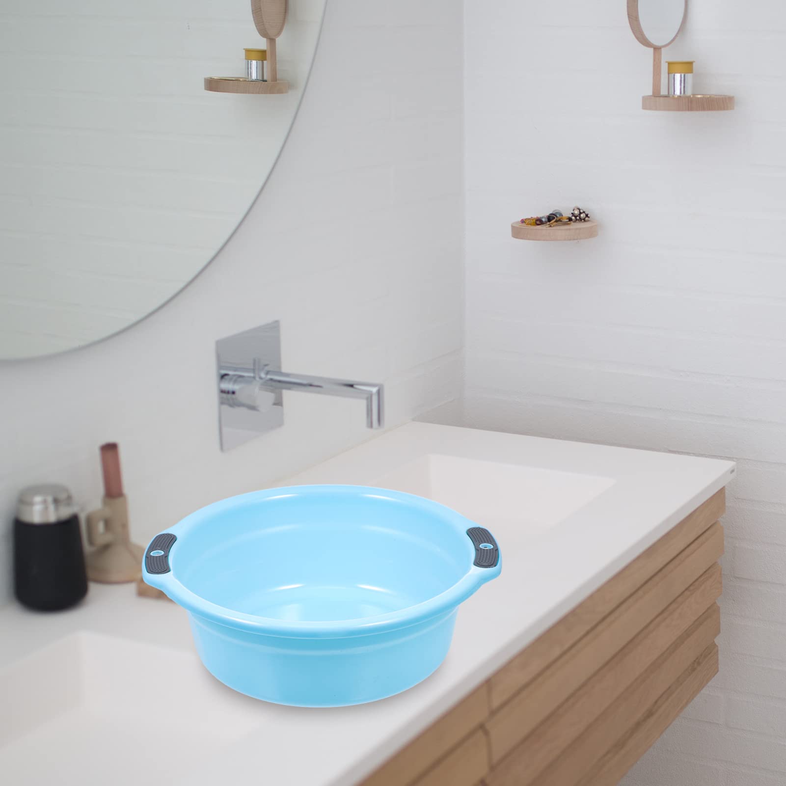 4-Piece Binaural Wash Basin Set - Small Plastic Sink Tub for Kitchen, Bottle Washing, Rice Cleaning & Baby Laundry | Durable PP Material for Dishwashing, Foot Soaking & Household Use | Space-Saving Bathroom & Kitchen Organizer