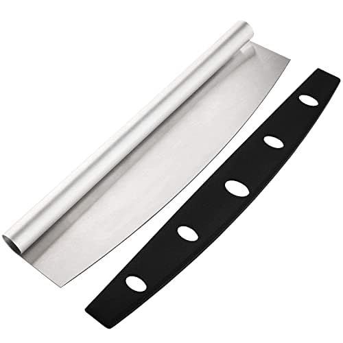14 Inch Stainless Steel Pizza Cutter - Rocker Style Pizza Slicer Knife with Protective Blade Cover | Perfect for Home Kitchen, Pizza Parties & Restaurant Use