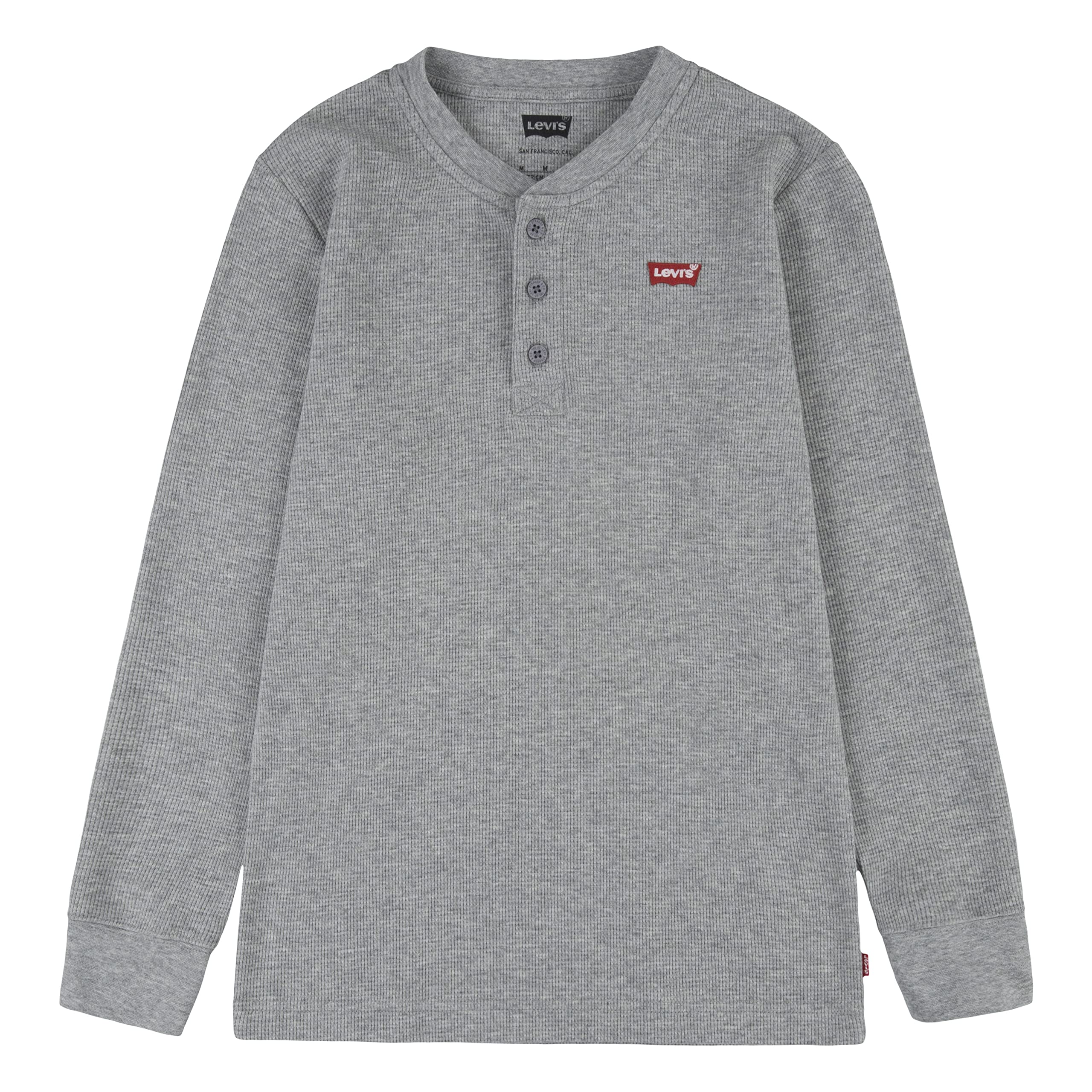 Levi's Boys' Long Sleeve Thermal Waffle Knit Shirt | Warm Winter Layering Top for Kids | Perfect for School, Outdoor Play & Cold Weather Activities