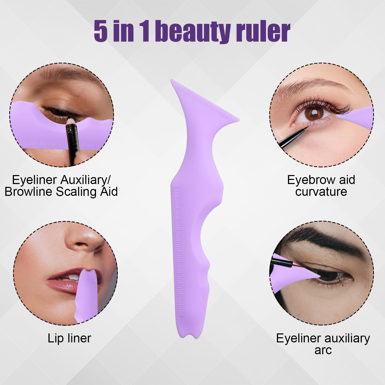 3Pcs Soft Silicone Eye Stencil Set - Reusable Eyeliner & Eyeshadow Guide with Mascara Shield - Beginner Friendly Makeup Tool for Perfect Eye Makeup (Purple) - Great for Daily Makeup, Professional Looks, Cosplay, Halloween, Bridal Makeup, Self-Care & Makeup Practice - Ideal for Home Use, Salons, Makeup Artists & DIY Beauty Lovers