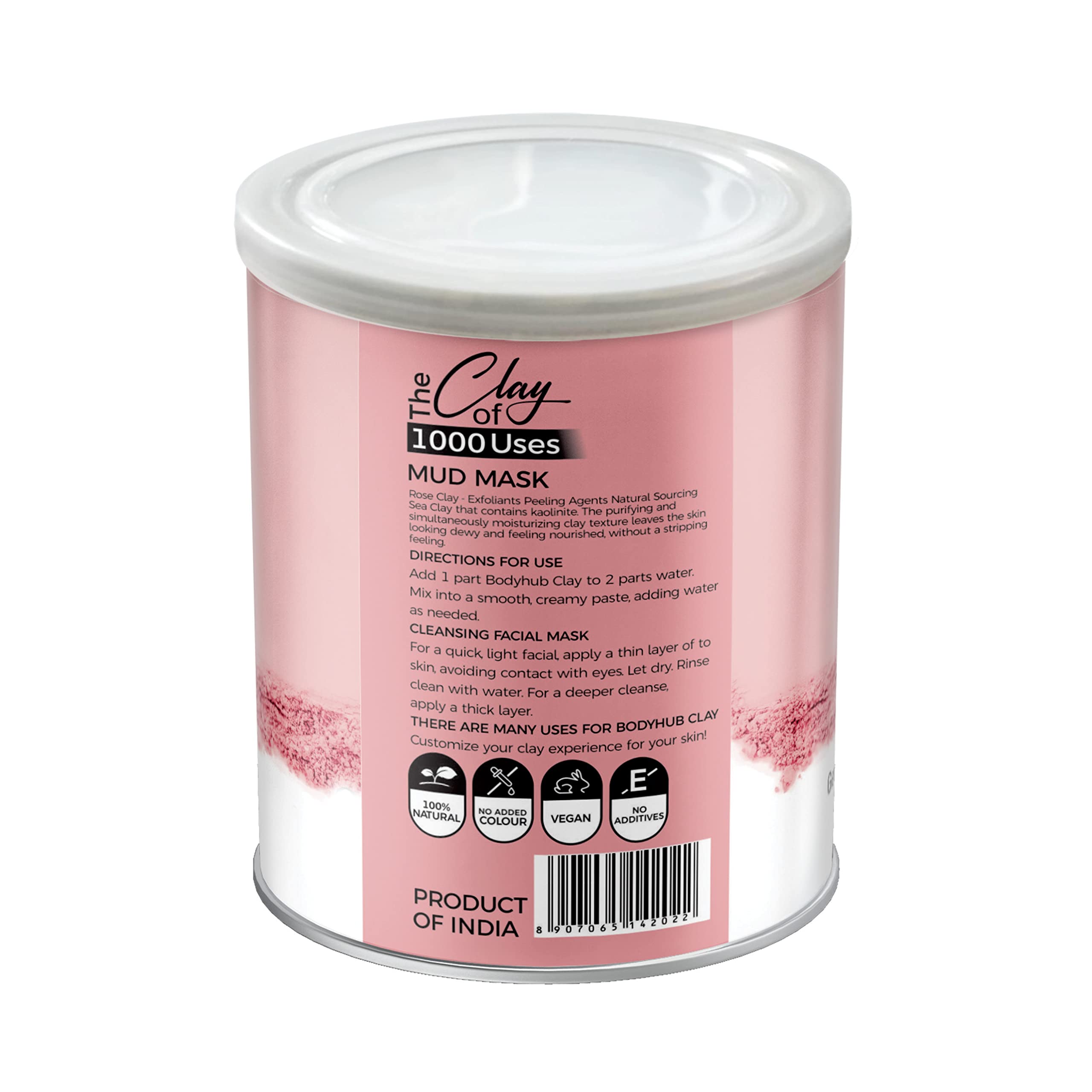 Bodyhub - 100g Rose Clay Mask for Skin Detox & Rejuvenation | Natural Healing for Damaged Skin | DIY Facial Treatment for Glowing Complexion | Perfect for Spa Nights & Self-Care Routines