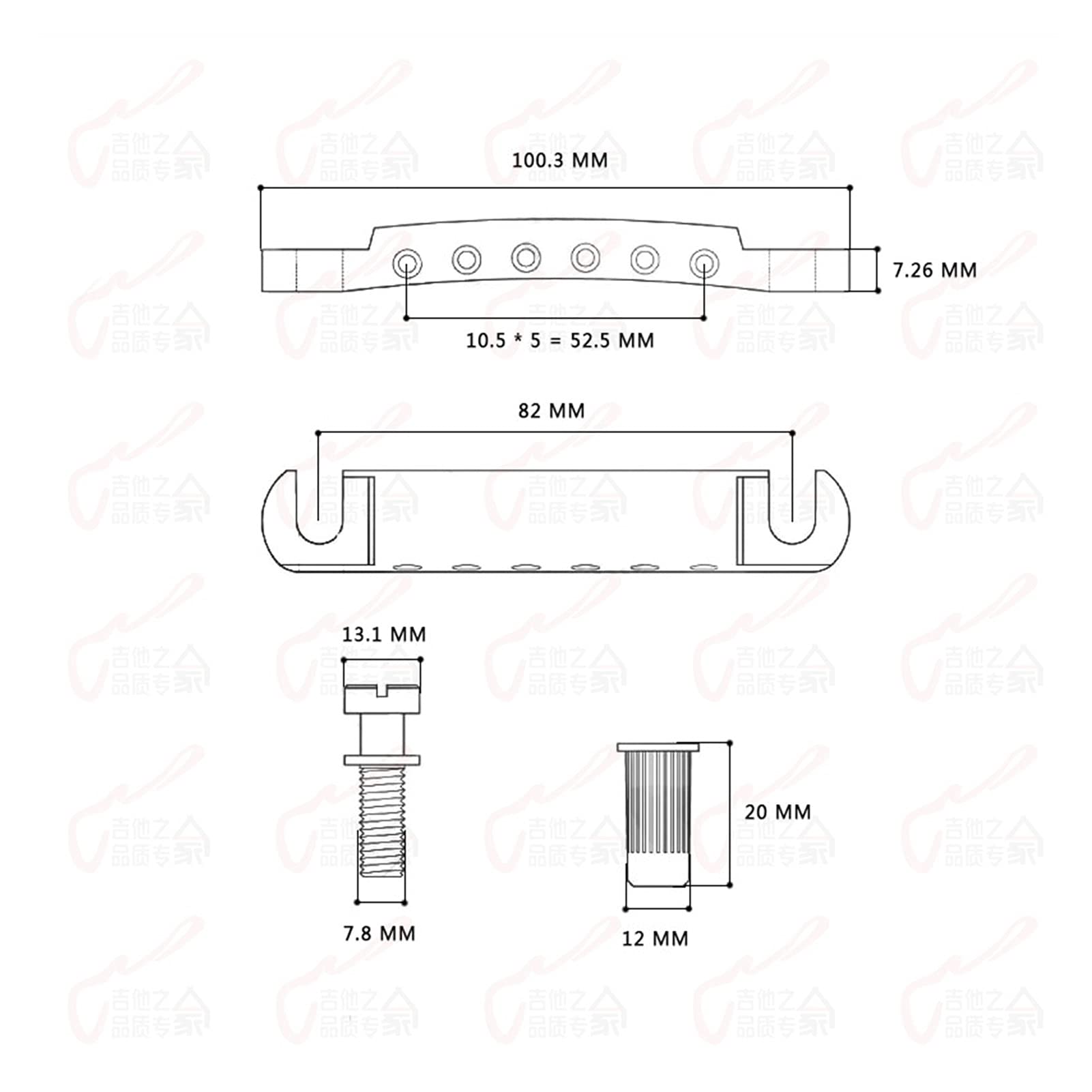 Electric Guitar Bridge Saddle Set - Gold Tailpiece & Bridge for Epiphone LP/SG Style Guitars - Perfect for Guitar Repair, Upgrades & Professional Setups