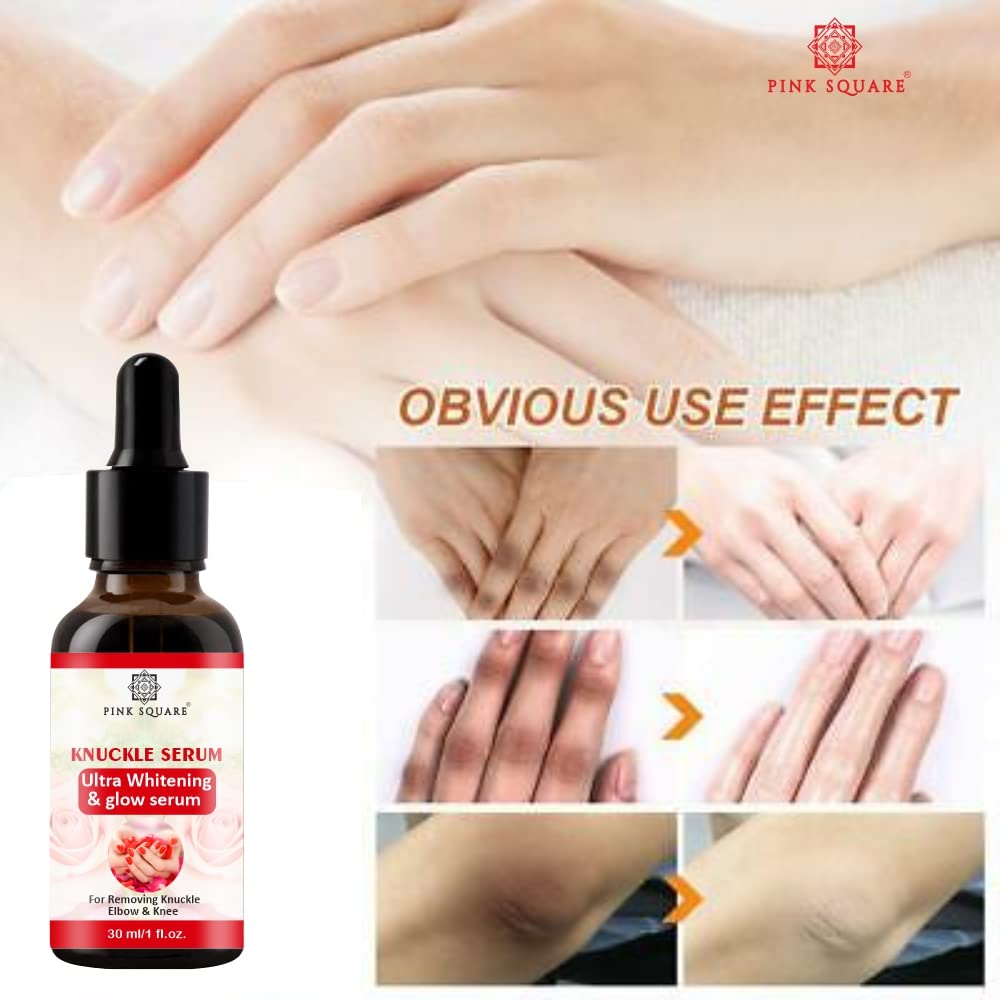 Pink Square Skin Brightening Serum for Dark Knuckles, Hands, Legs, Knees & Elbows - 30ml (1 Pack) | Lightens & Smooths Skin | Perfect for Daily Skincare Routine & Nighttime Use
