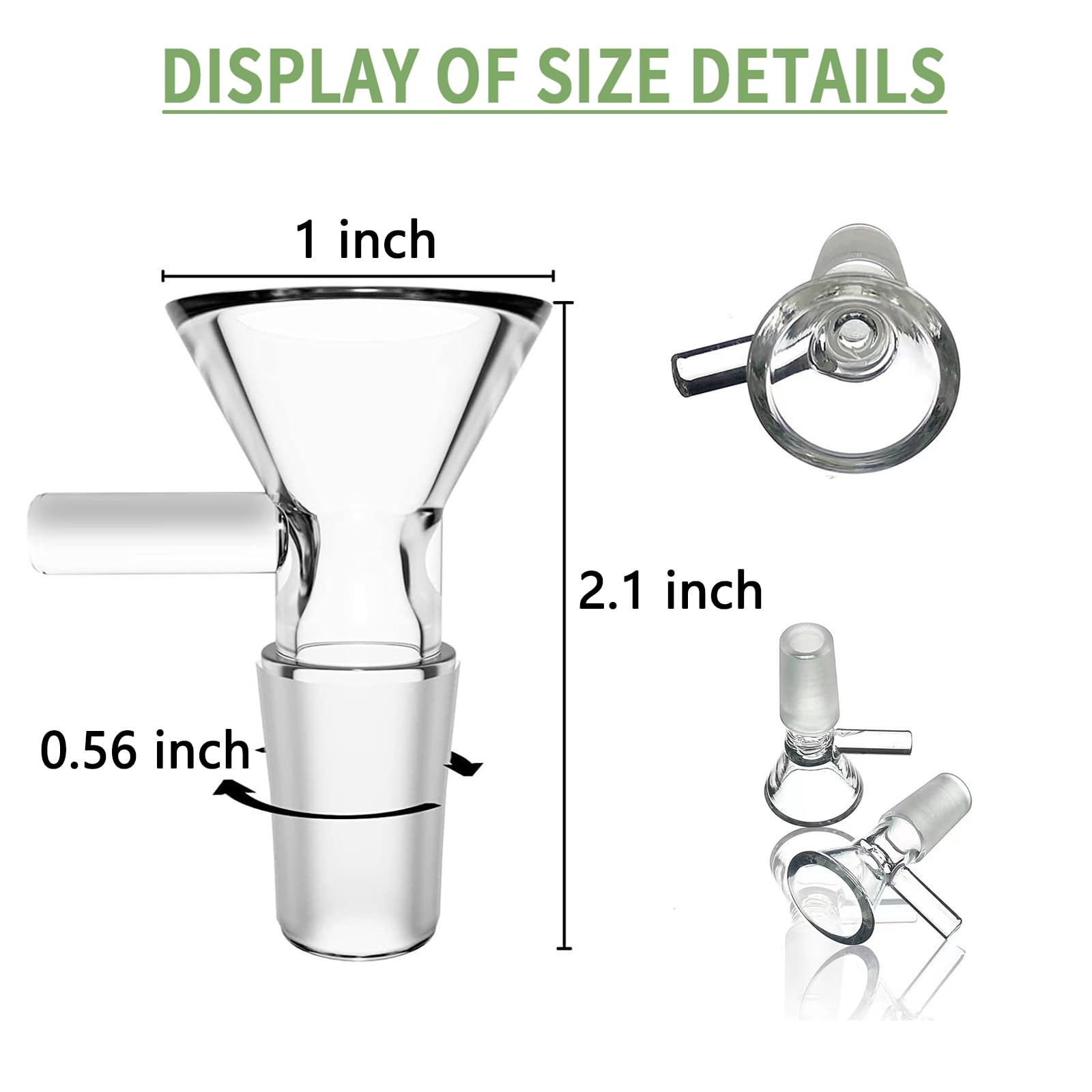 8Pcs Glass Funnel Set with 2Pcs Cleaning Brushes - 14mm Small Glass Funnel with Handle for Kitchen, Lab, Bar - Easy to Clean & Portable Multi-Purpose Funnel for Liquids, Oils, Spices - Perfect for Home Cooking, Cocktail Making & DIY Projects