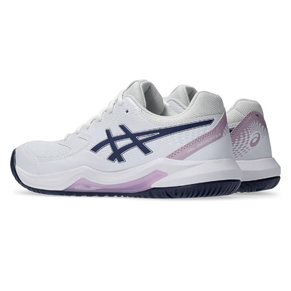ASICS Gel Dedicate 8 Wide Women's Tennis Shoes - White/Indigo Fog - Comfort & Support for Court Performance | Perfect for Tennis, Pickleball & Casual Wear