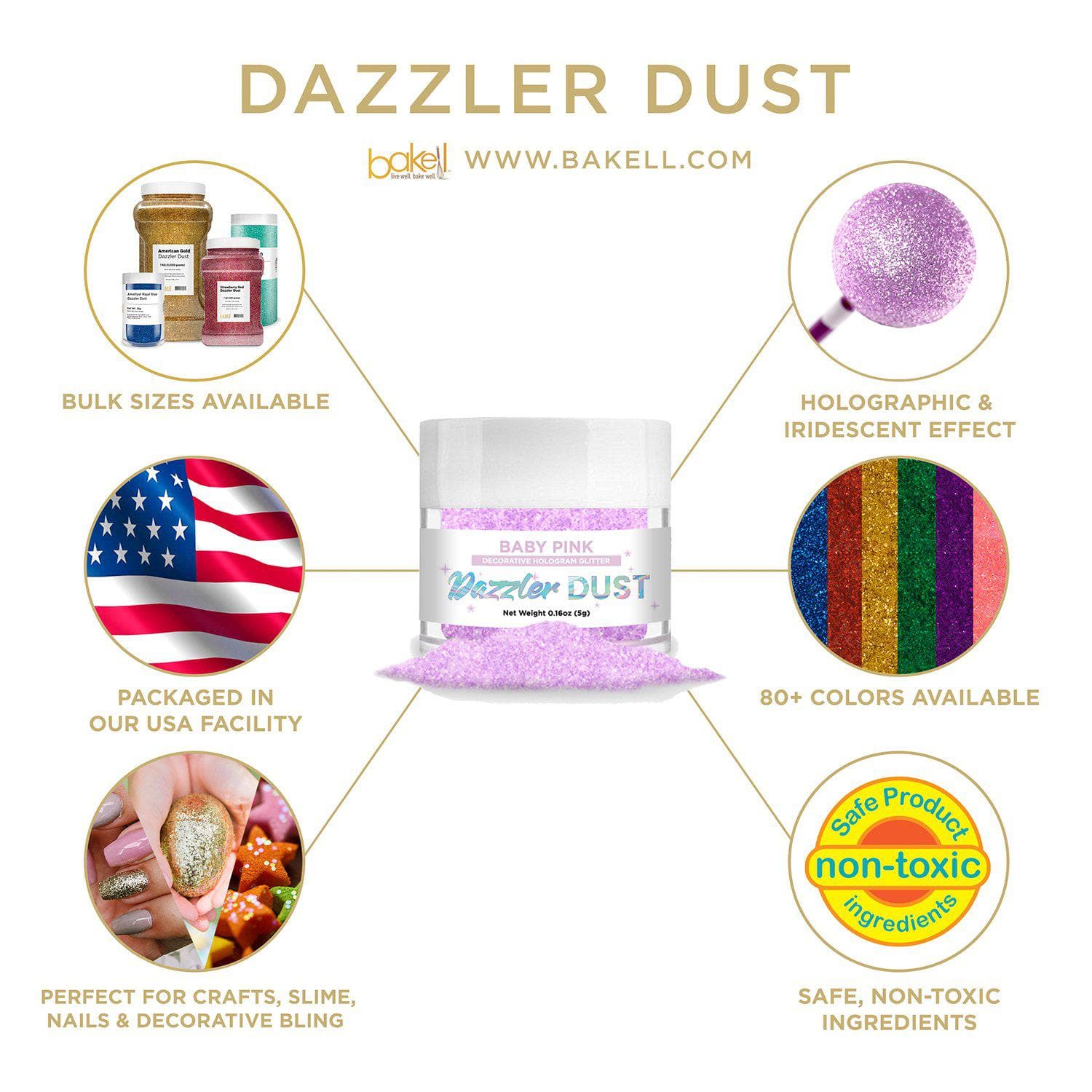Baby Pink Dazzler Dust® - Premium Cosmetic Glitter for Face & Body - Vegan, Cruelty-Free Makeup for Parties, Festivals & Special Occasions